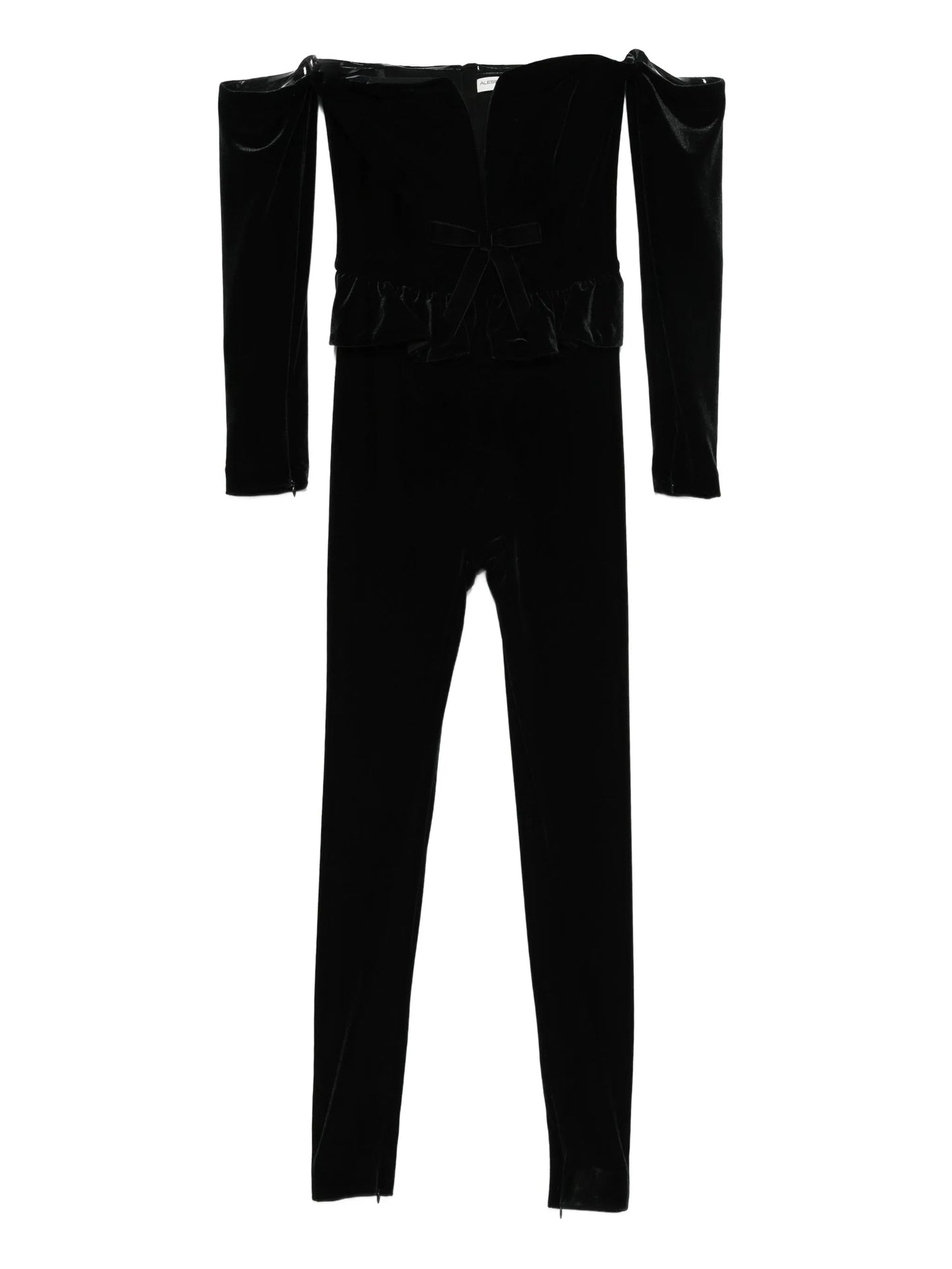 V-neck velvet jumpsuit