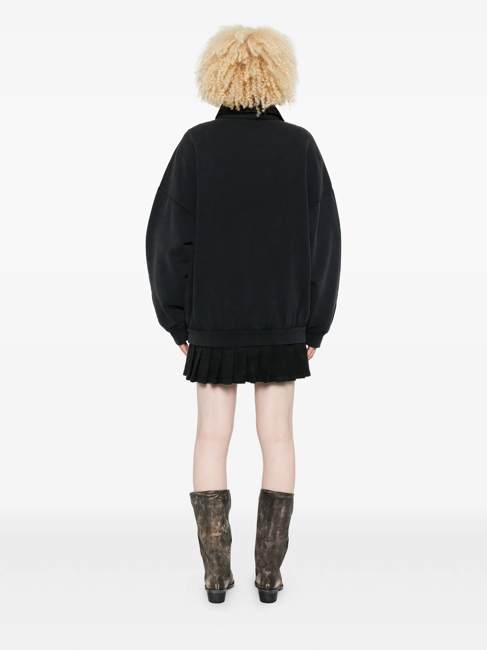 embroidered pleated mini dress