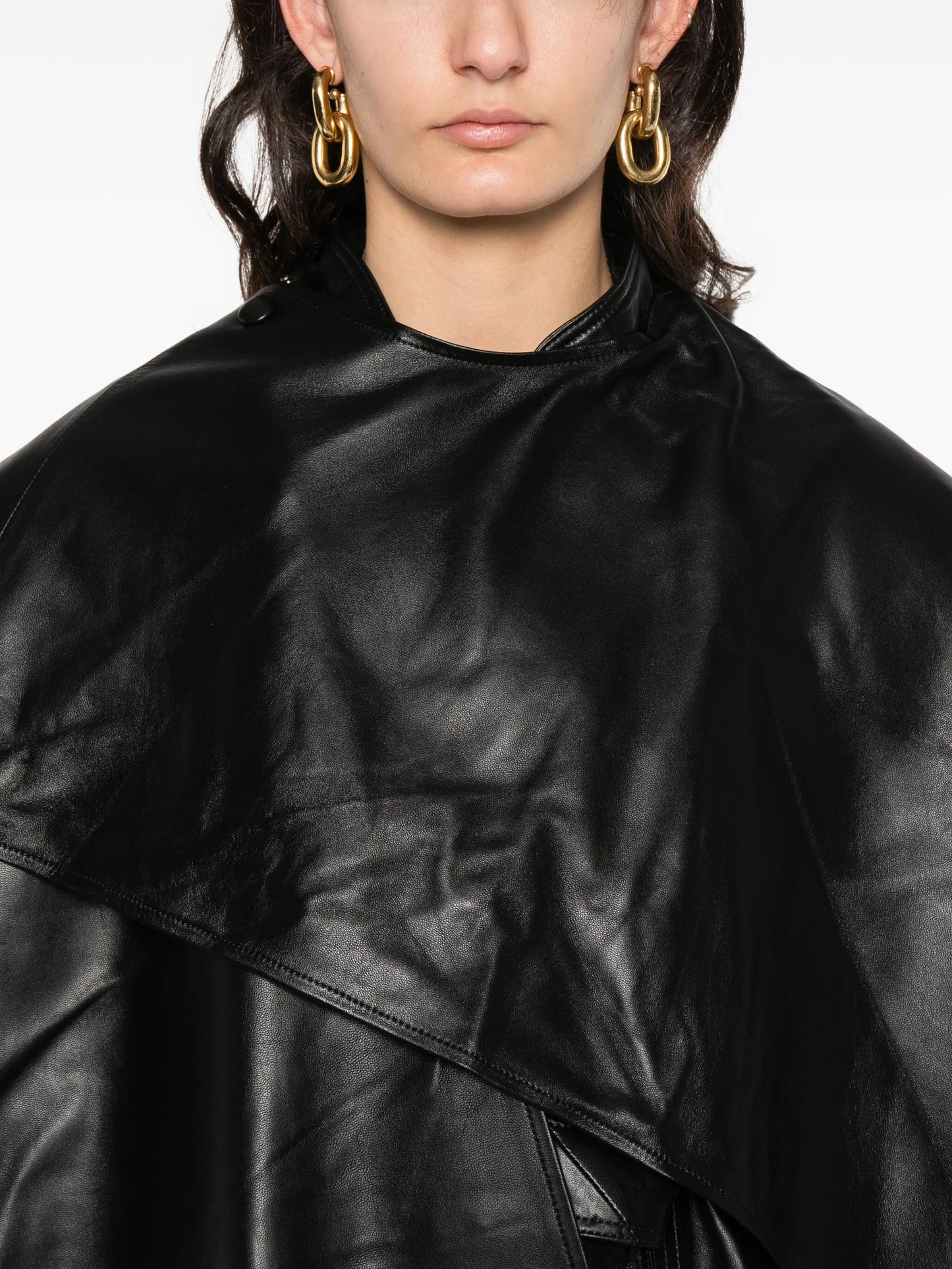 Nina wrap around belted leather coat