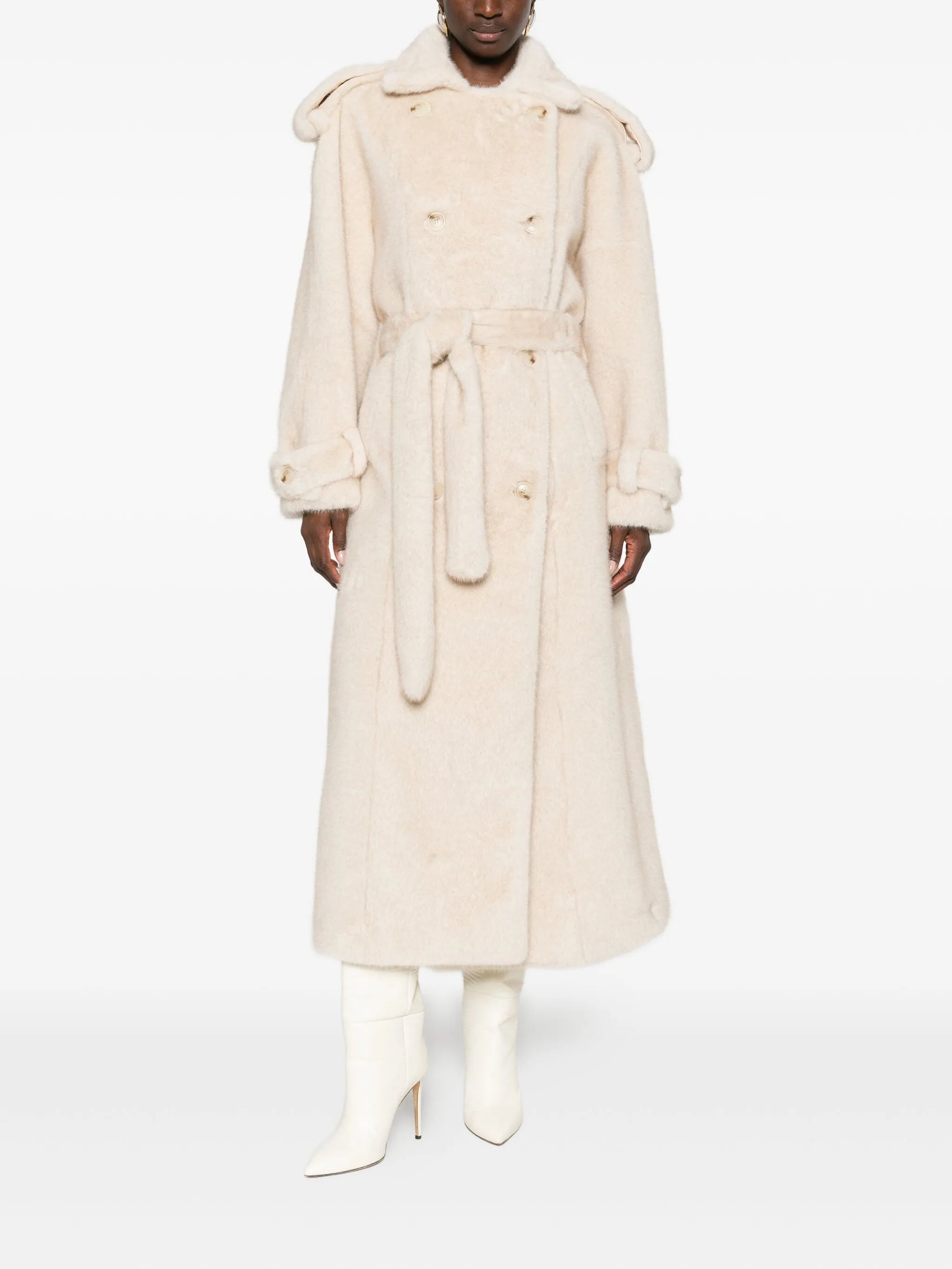 Thalia double-breasted faux fur coat