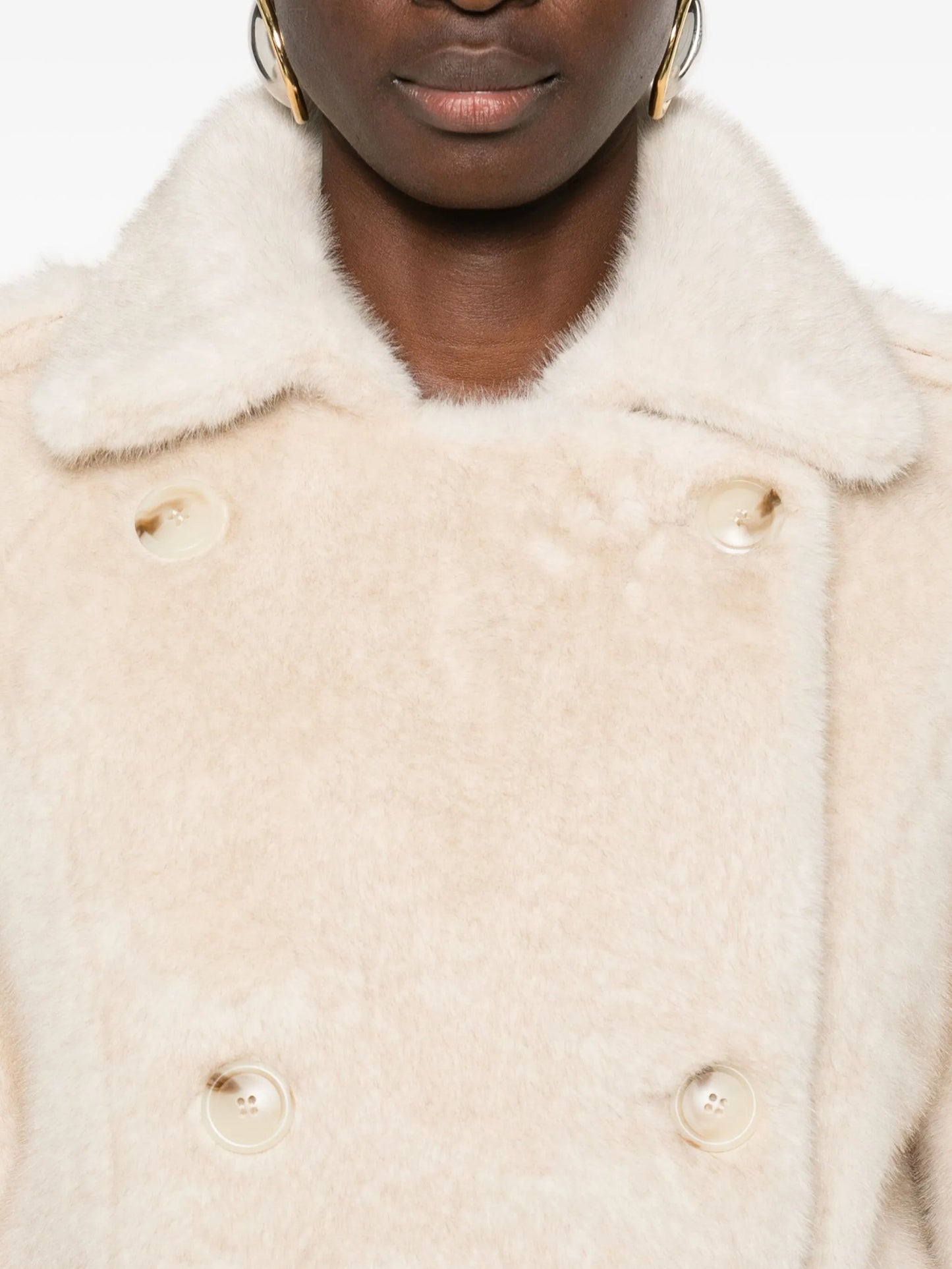 Thalia double-breasted faux fur coat