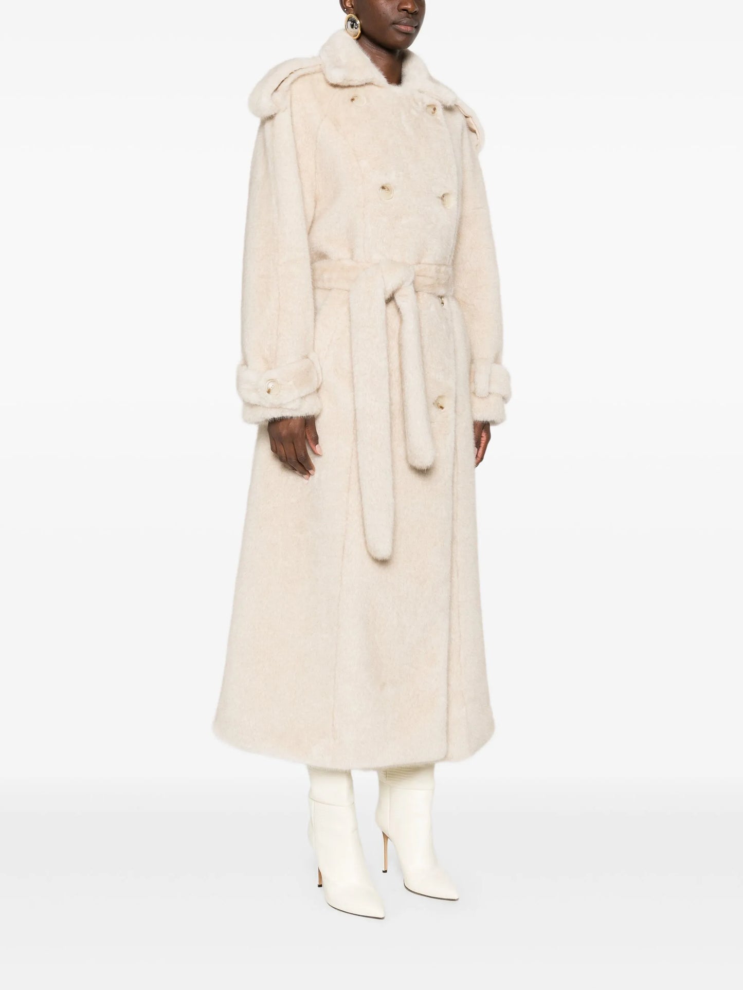 Thalia double-breasted faux fur coat