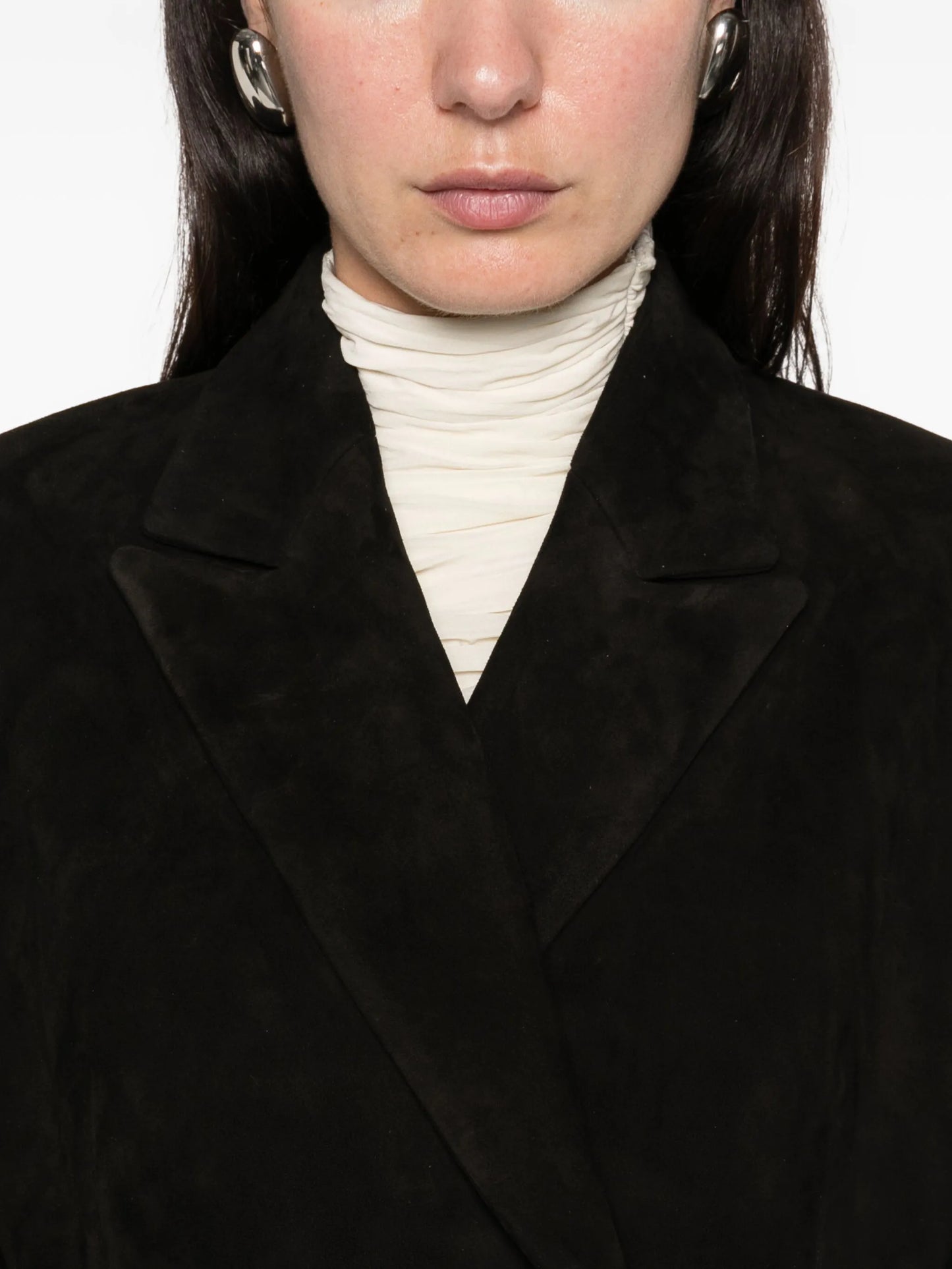 Aggie double-breasted leather coat