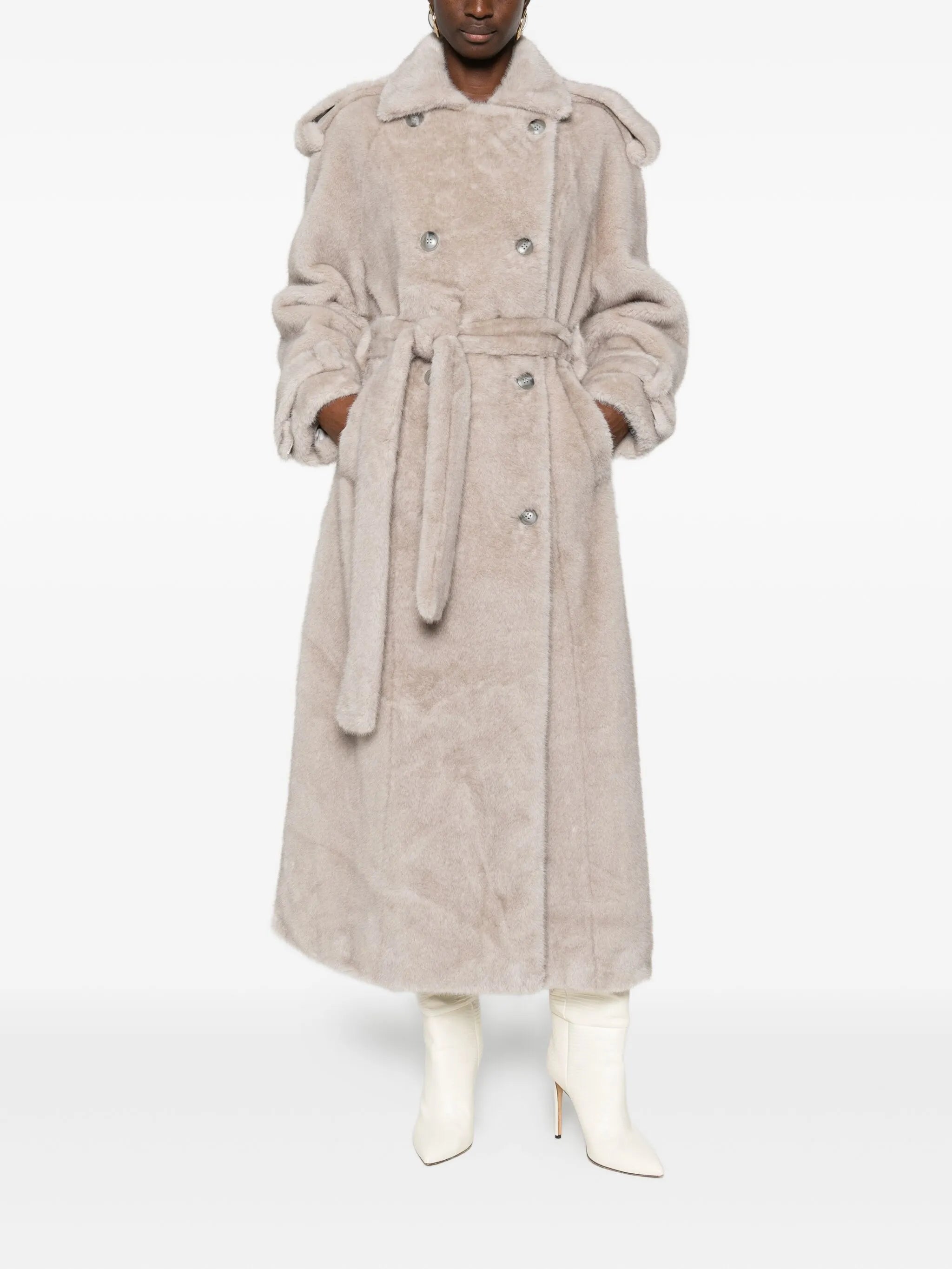 Thalia double-breasted faux fur coat
