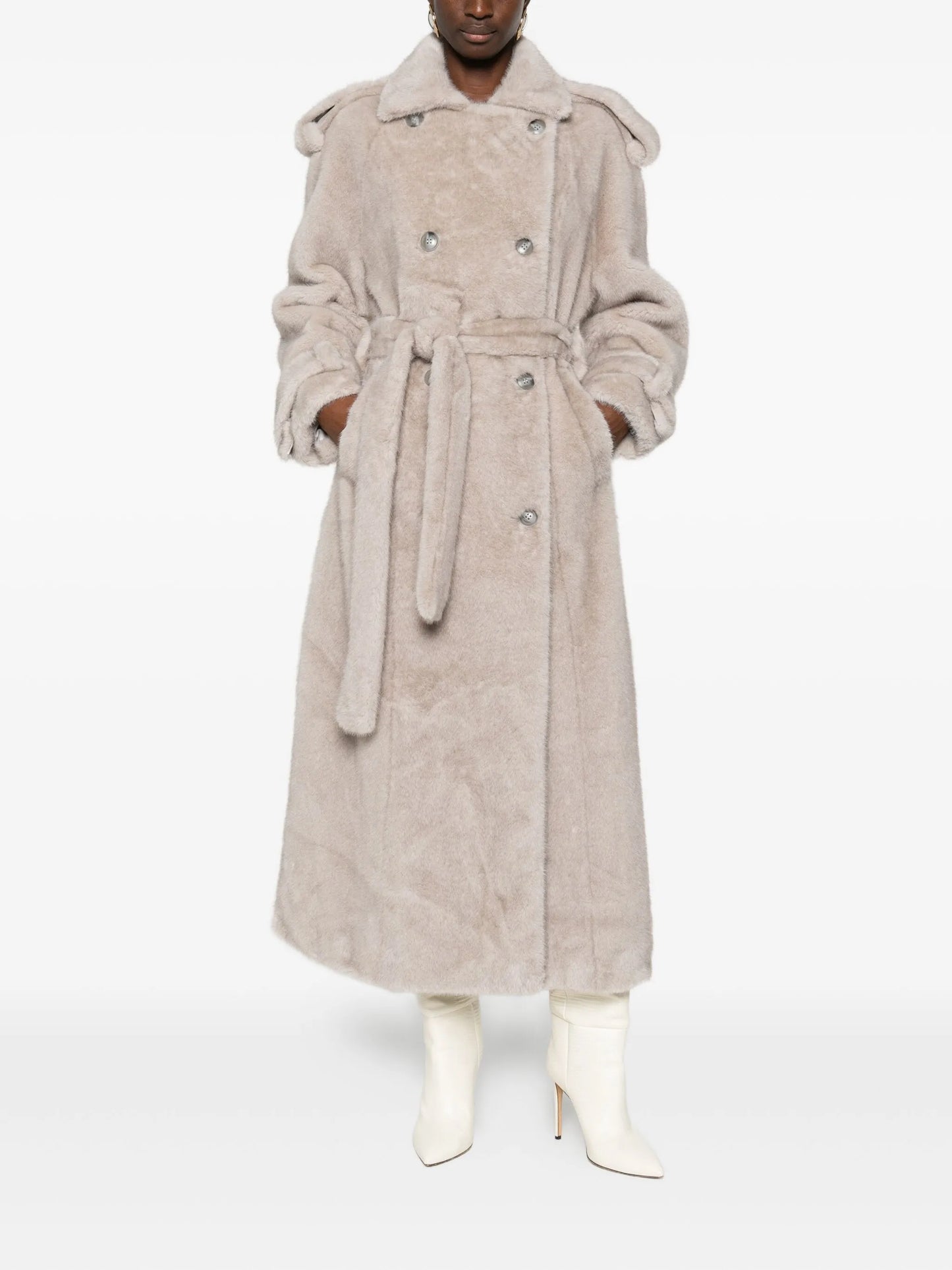 Thalia double-breasted faux fur coat