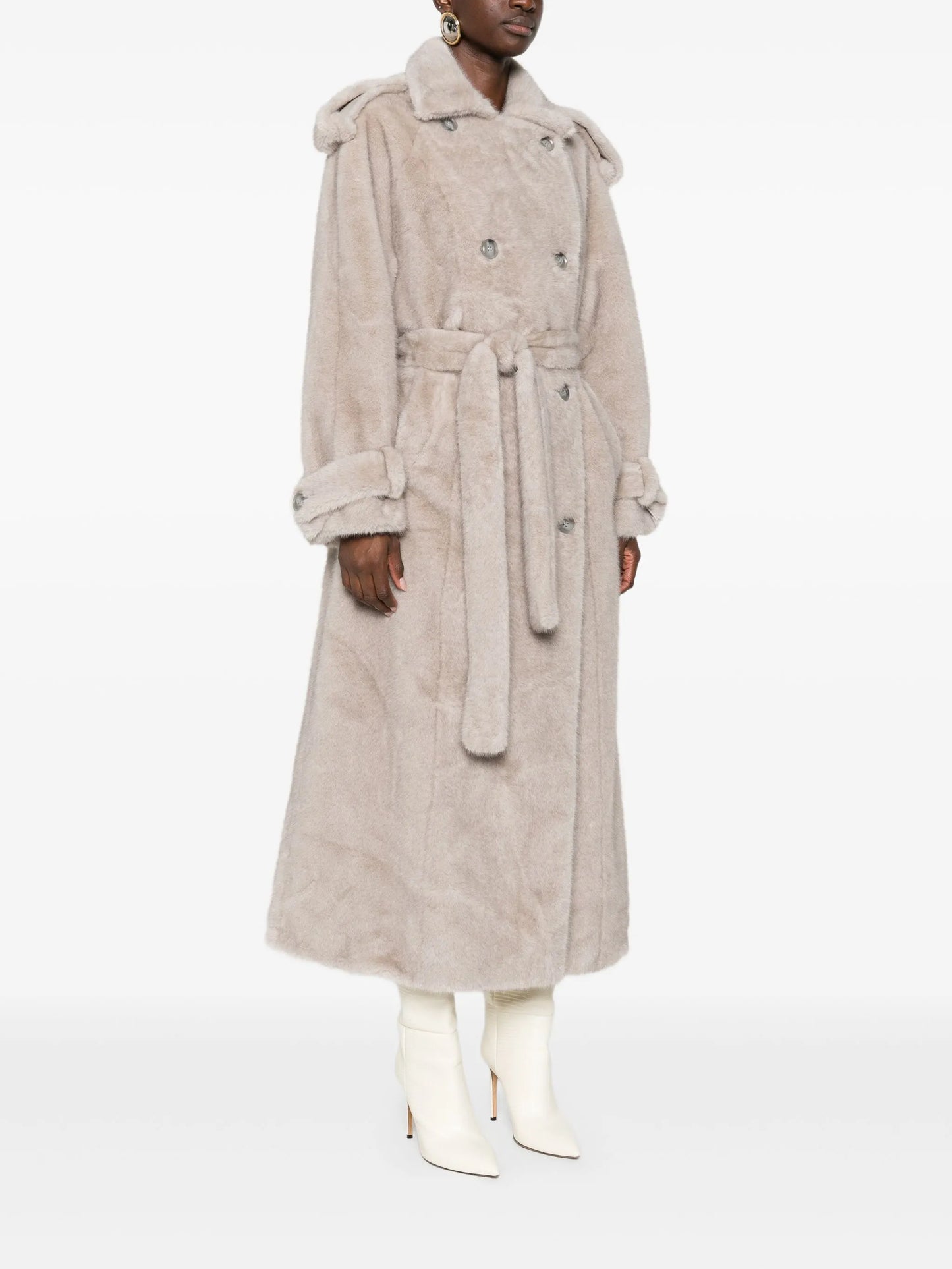 Thalia double-breasted faux fur coat