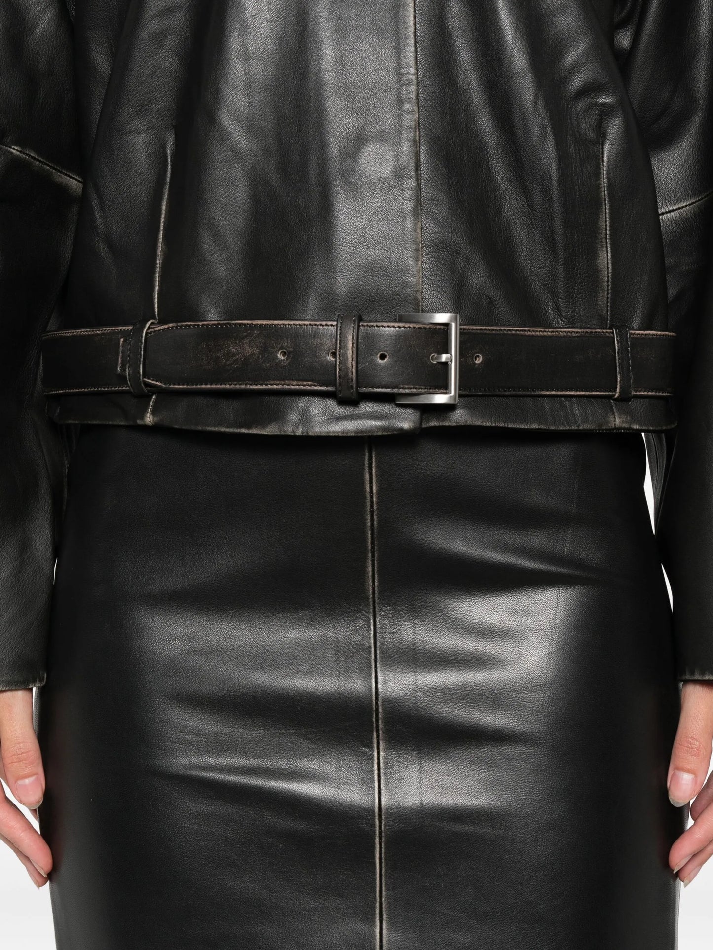 leather belted jacket
