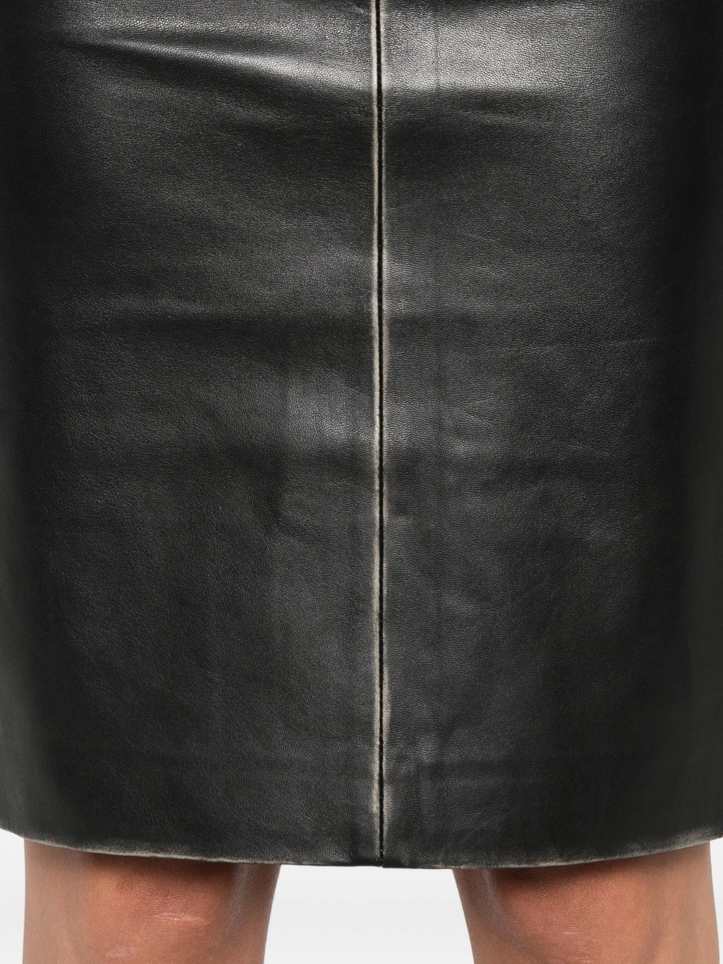 leather pencil midi skirt