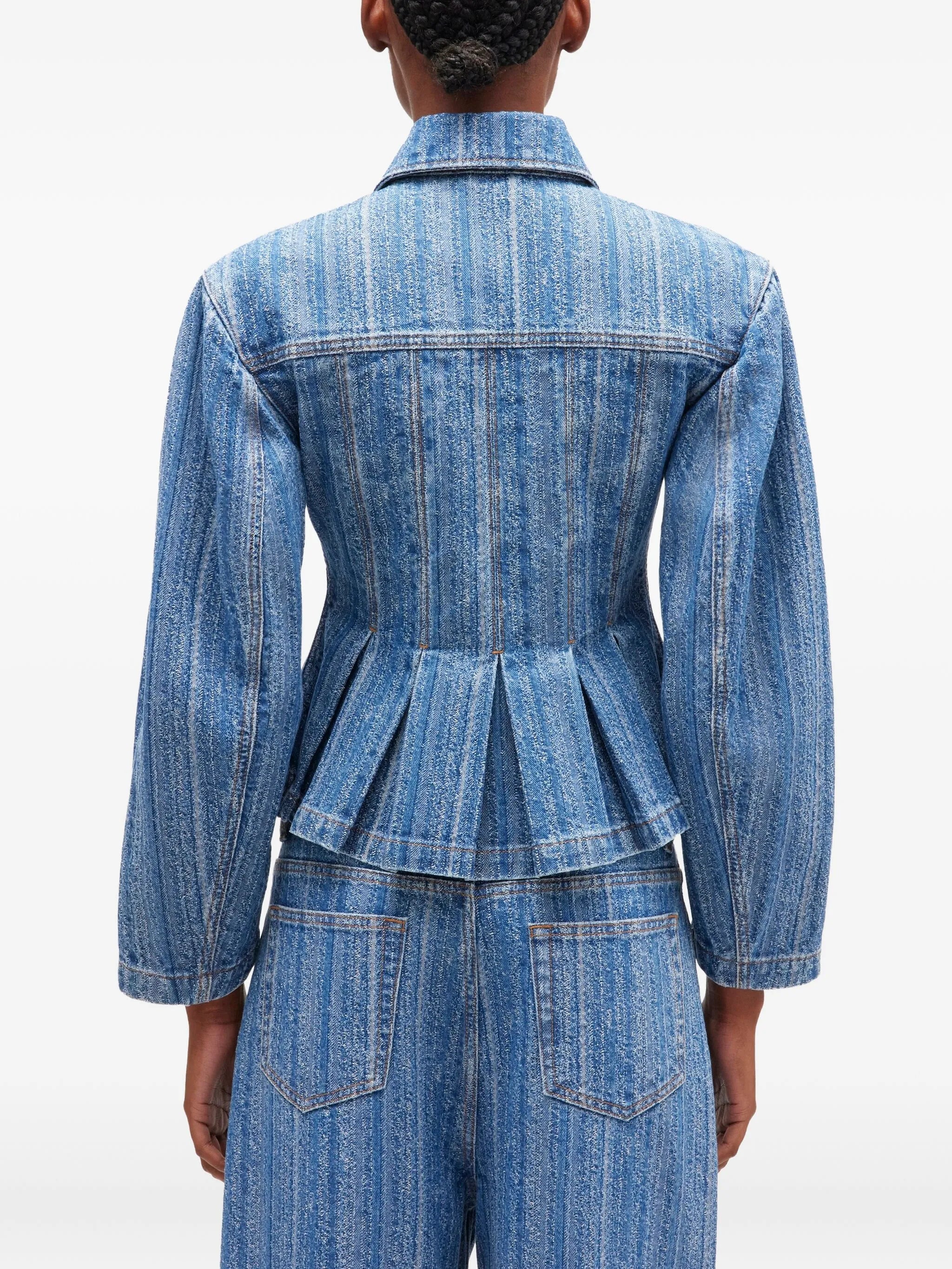 pleated denim jacket