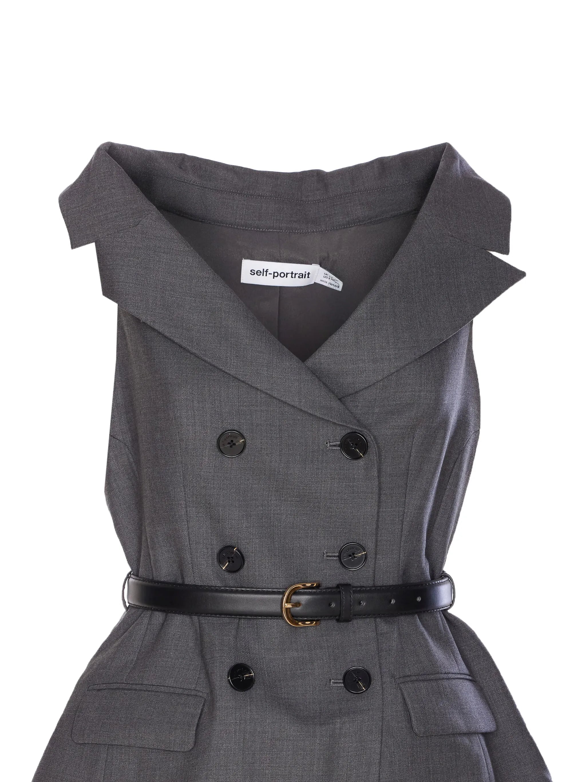 double-breasted belted dress