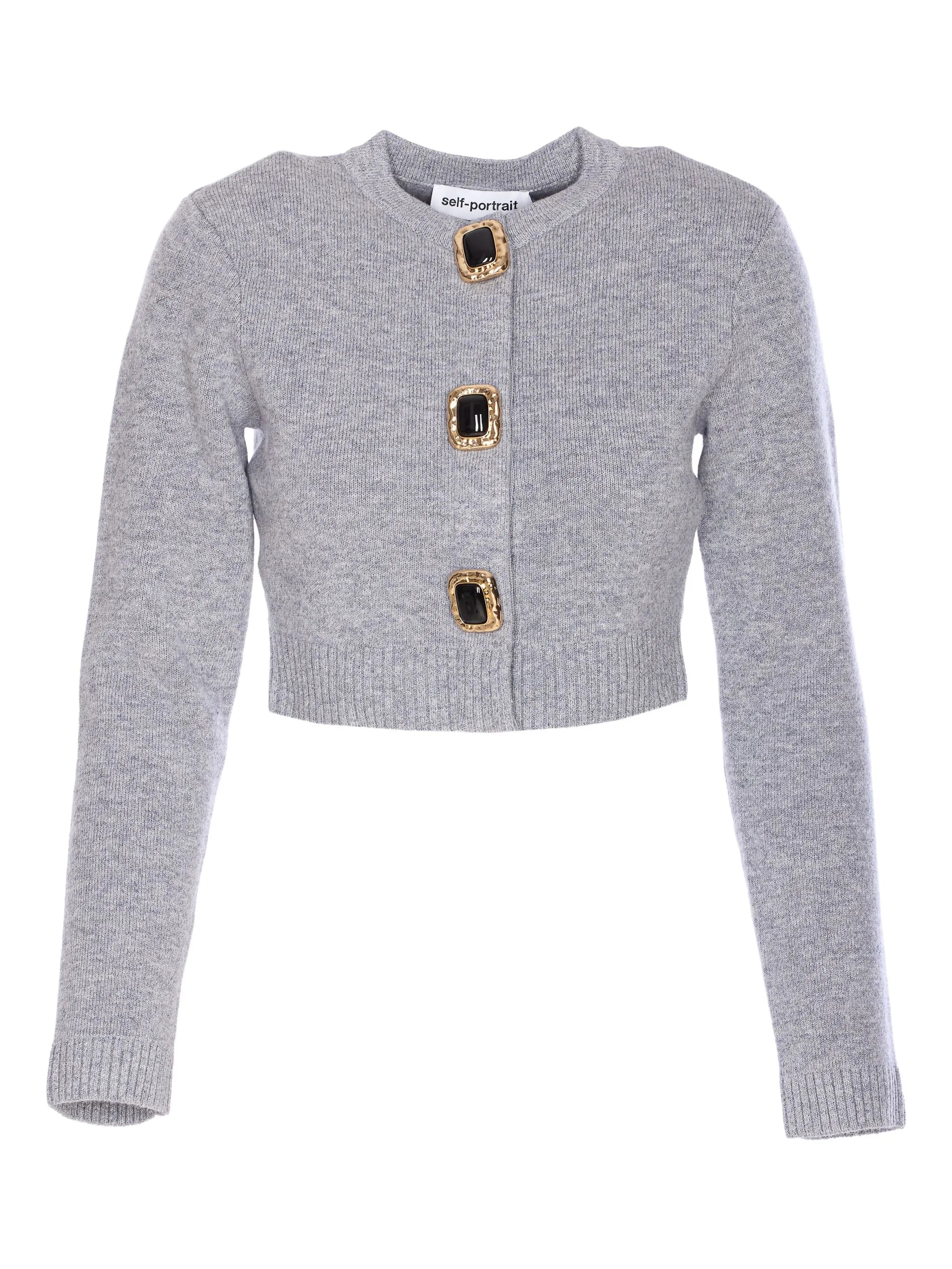 jewelled-button wool cardigan