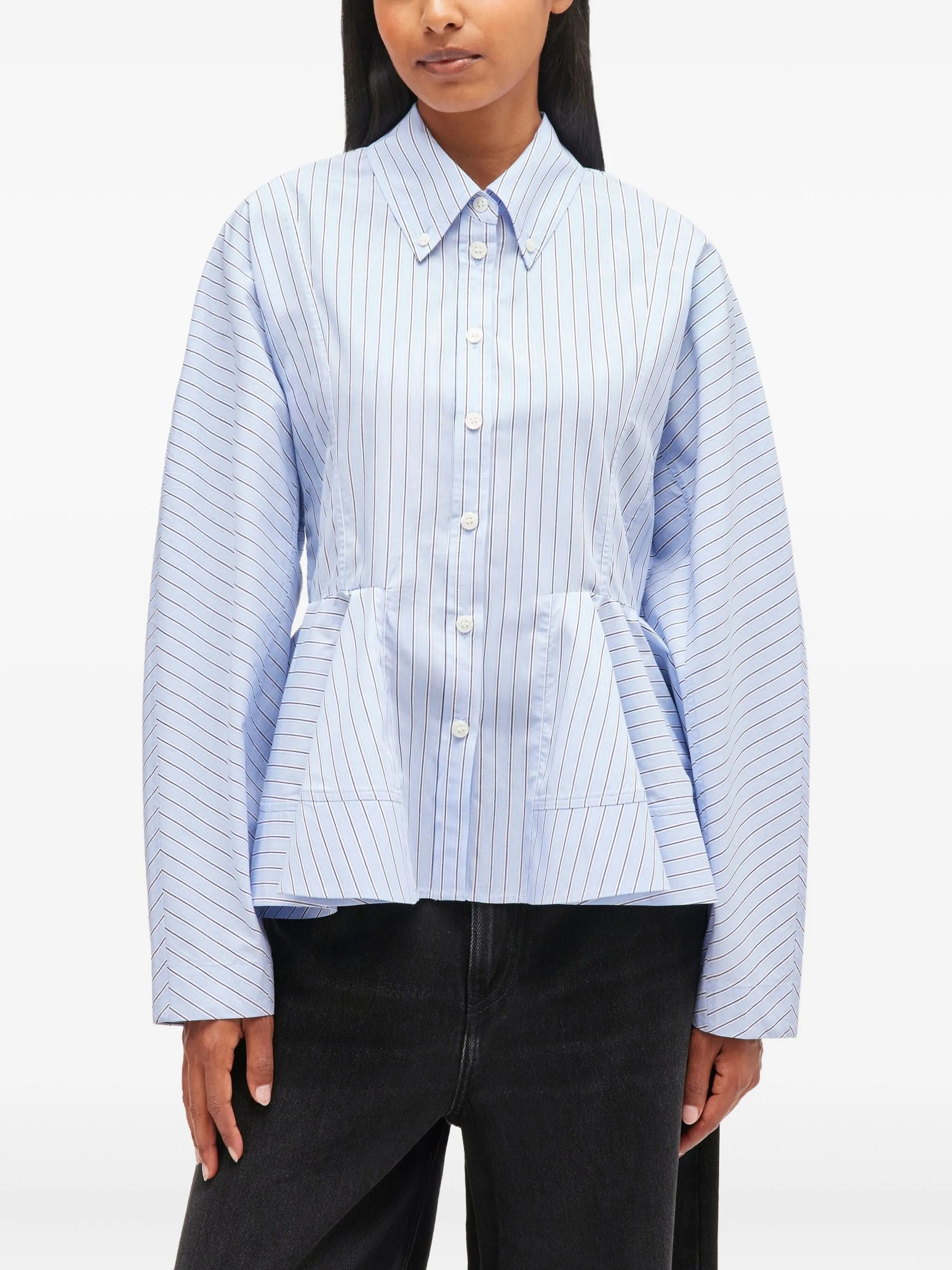 stripe peplum cotton shirt