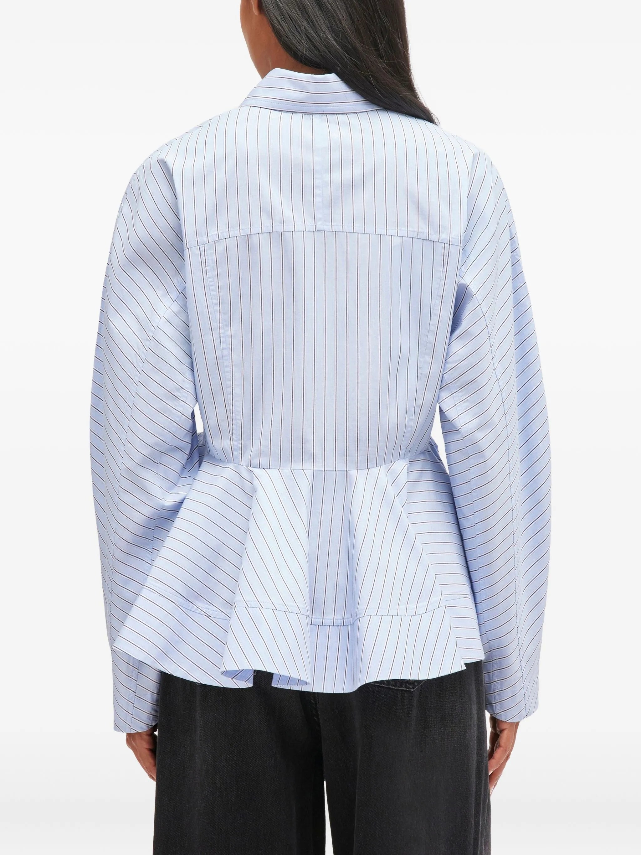 stripe peplum cotton shirt