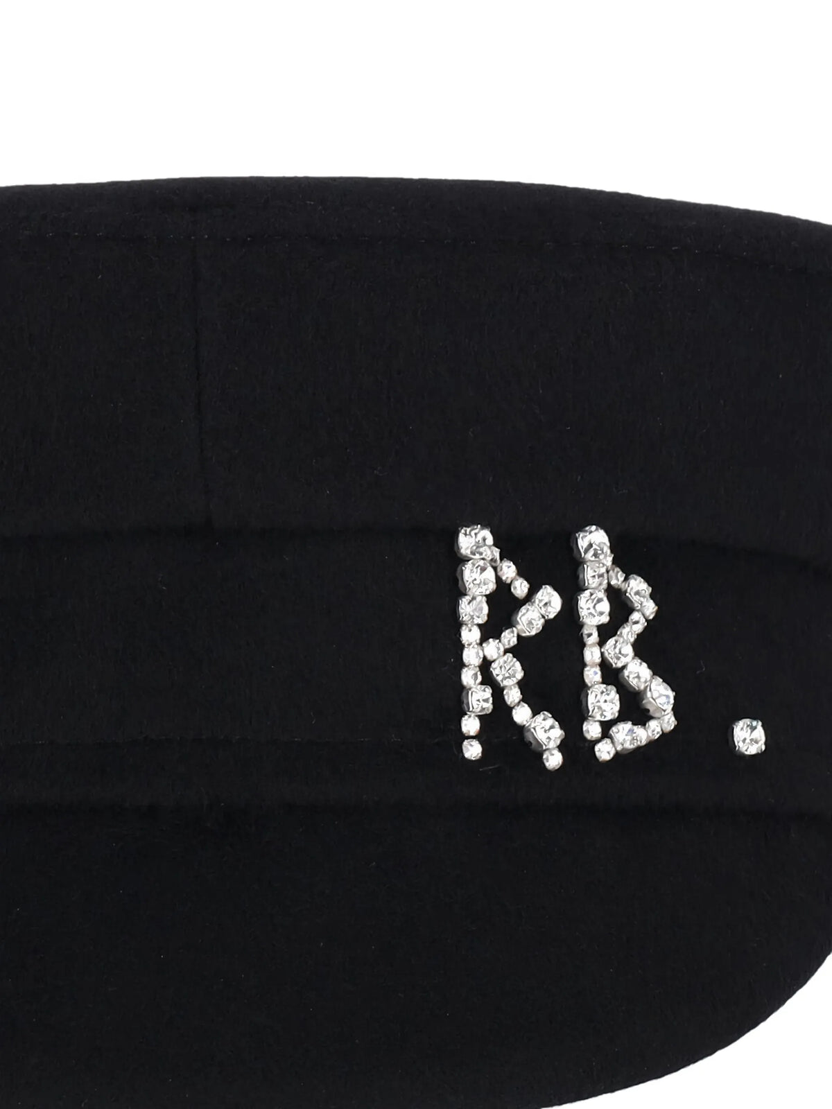 crystal-embellished black wool Baker Boy cap