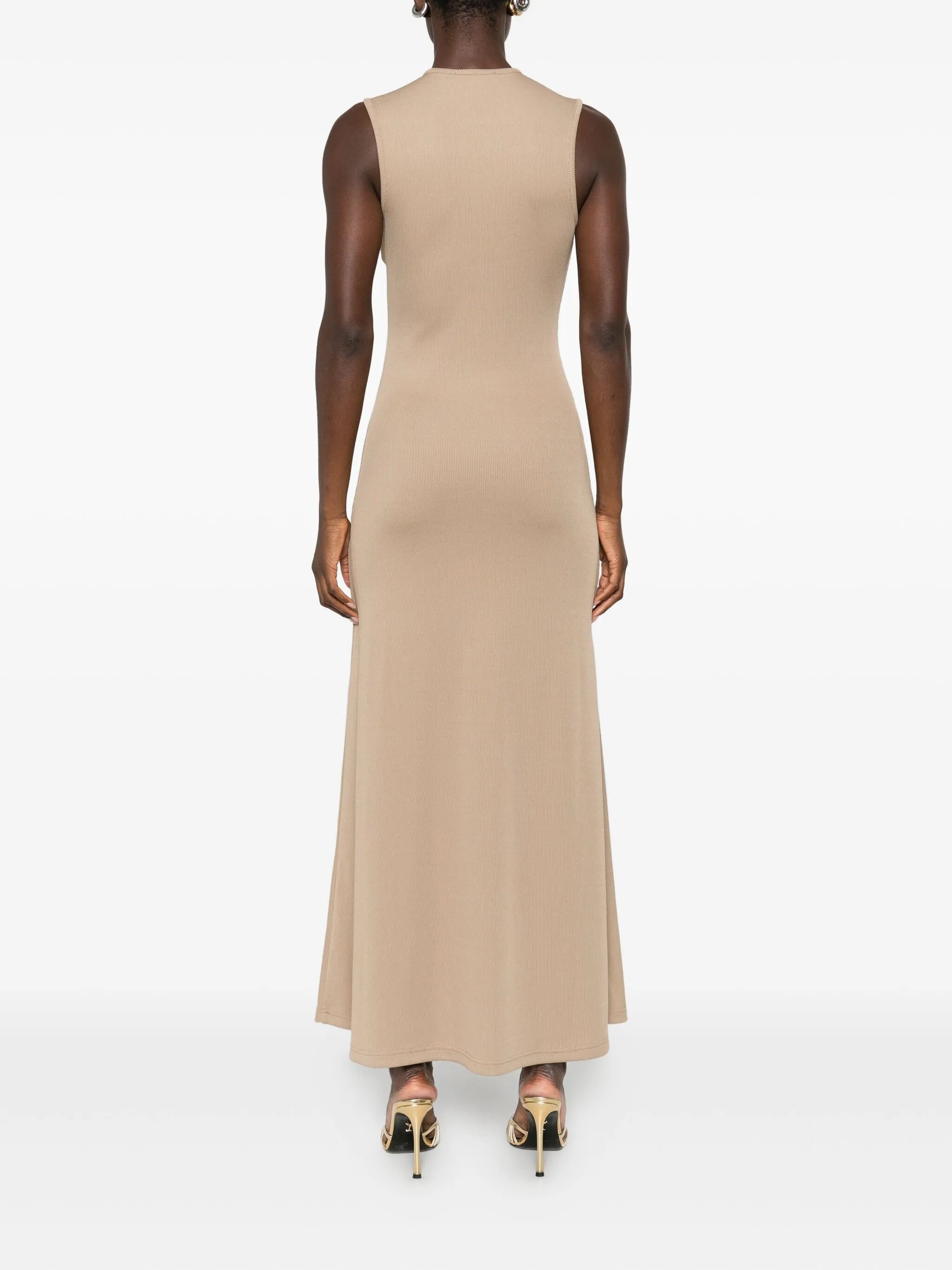 stone-detail ruched maxi dress