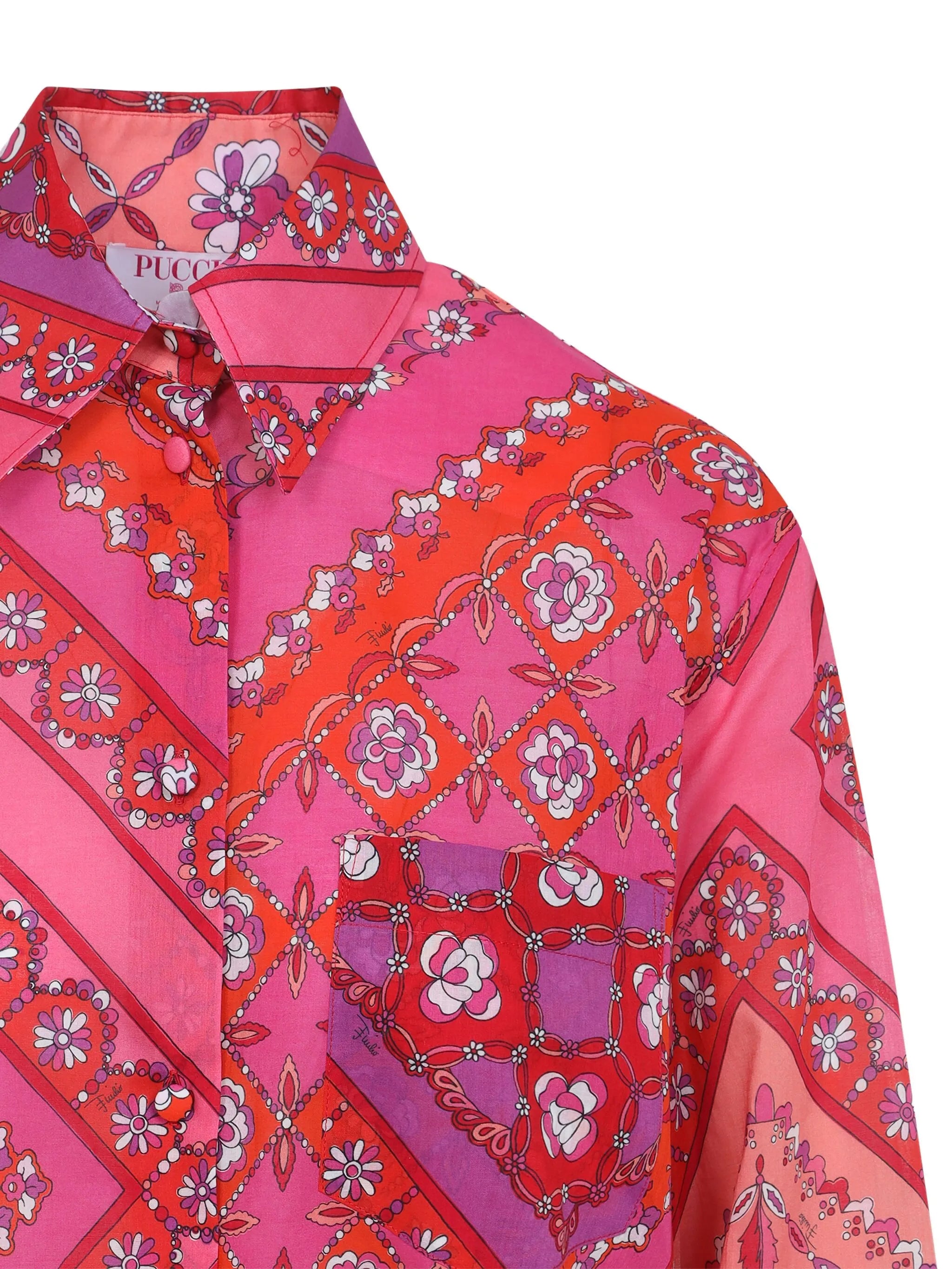 floral-patchwork cotton shirt