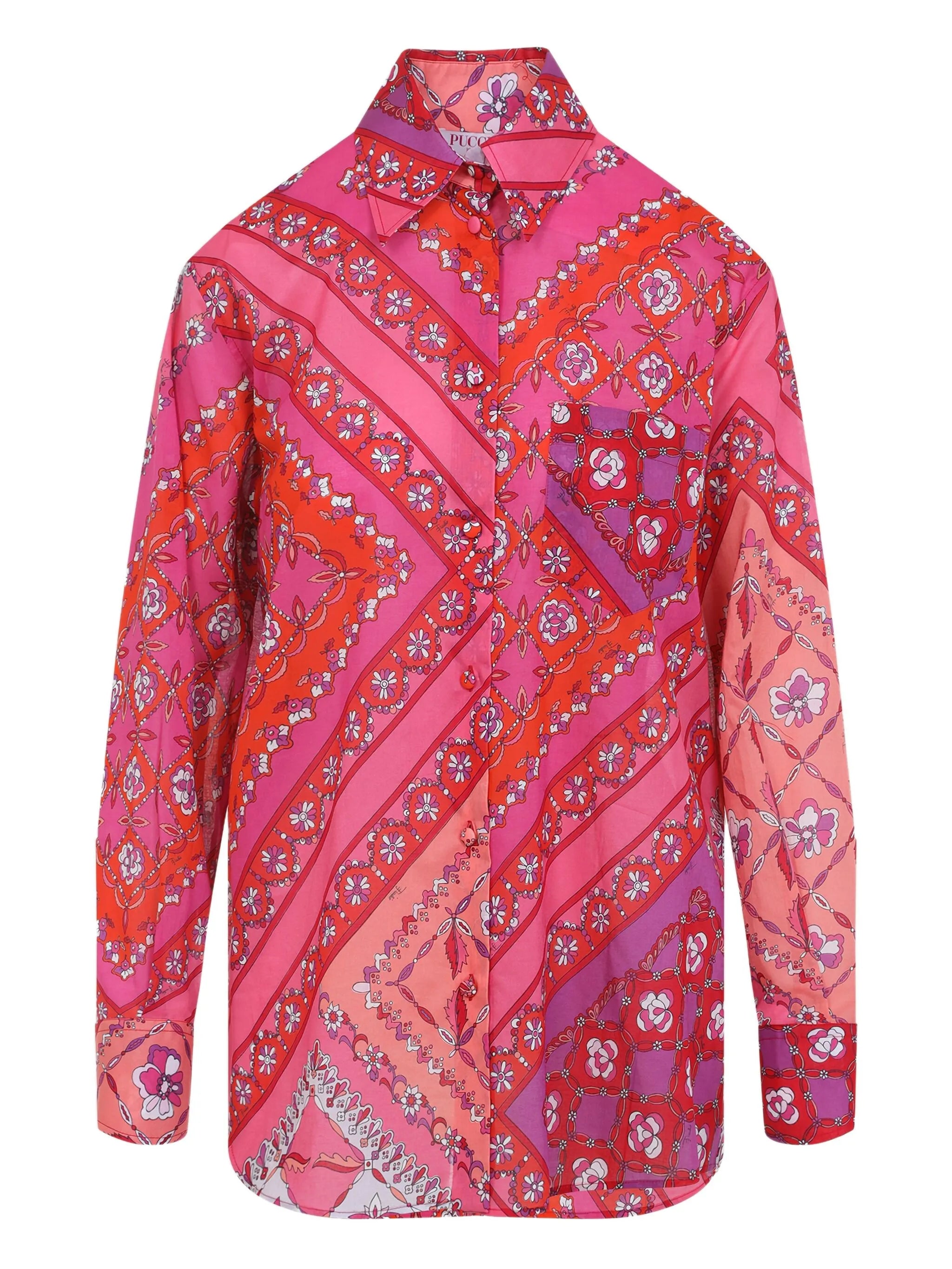 floral-patchwork cotton shirt