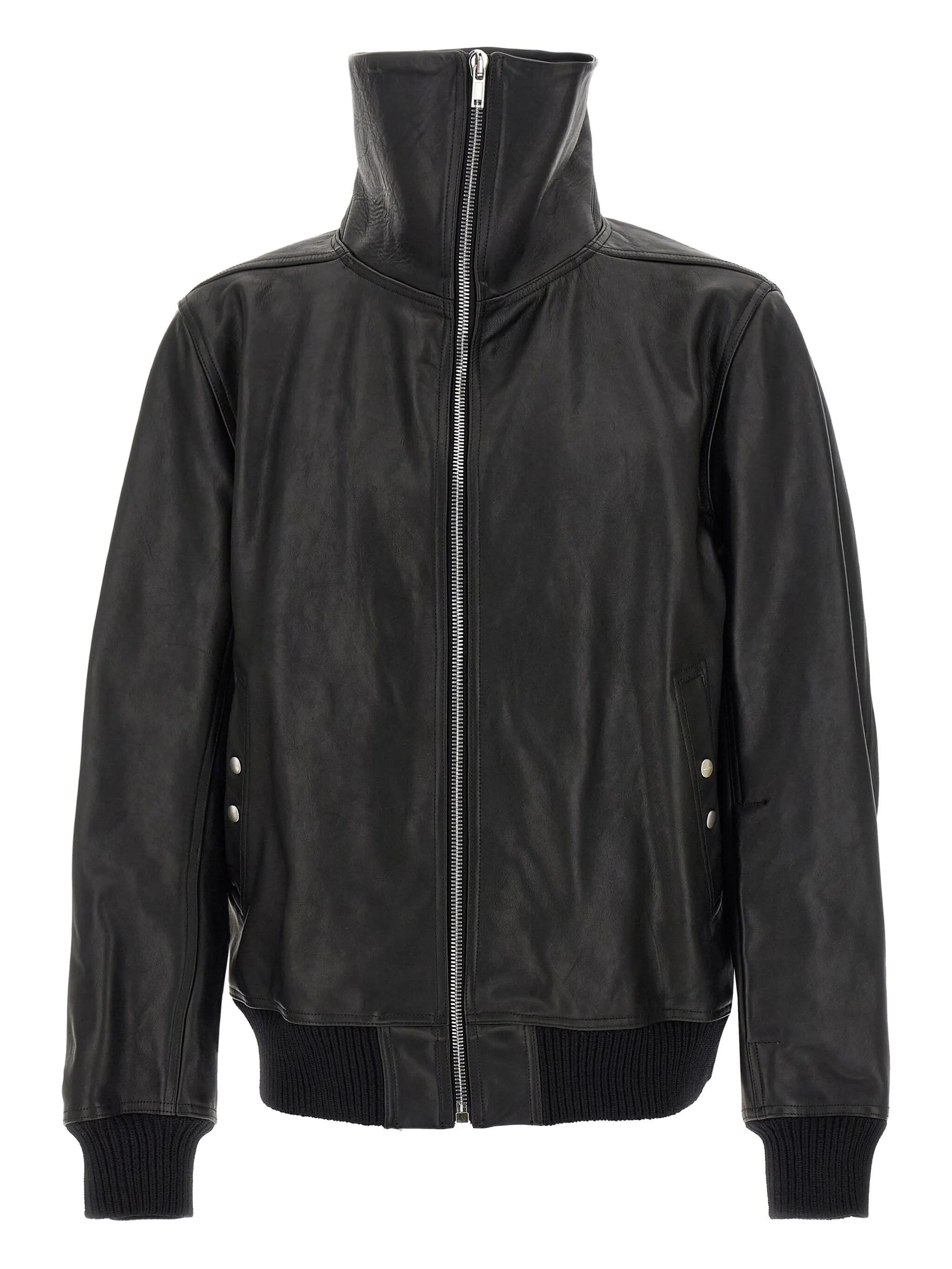 Blixa Dracucollar foldaway-turtleneck leather jacket