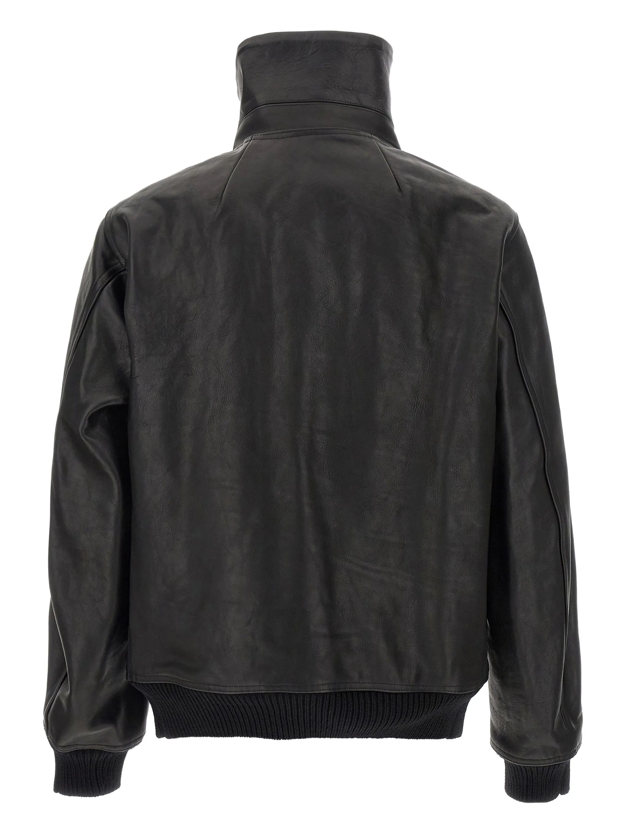 Blixa Dracucollar foldaway-turtleneck leather jacket