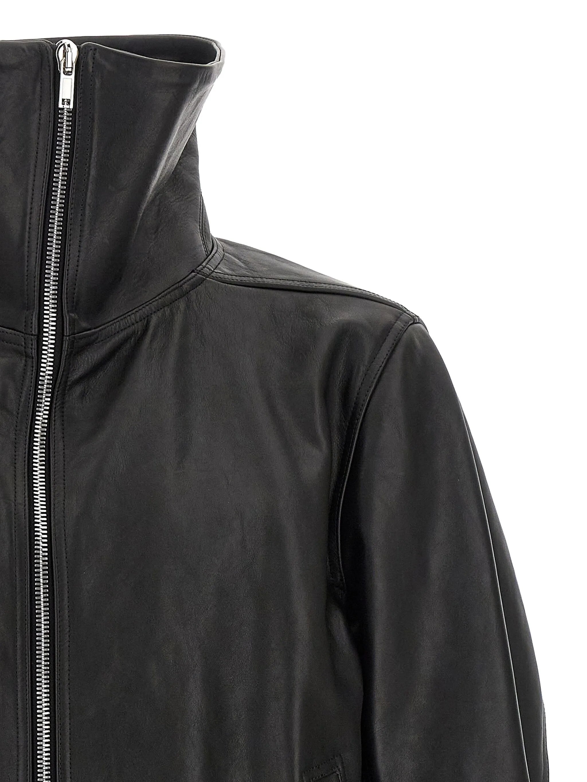 Blixa Dracucollar foldaway-turtleneck leather jacket