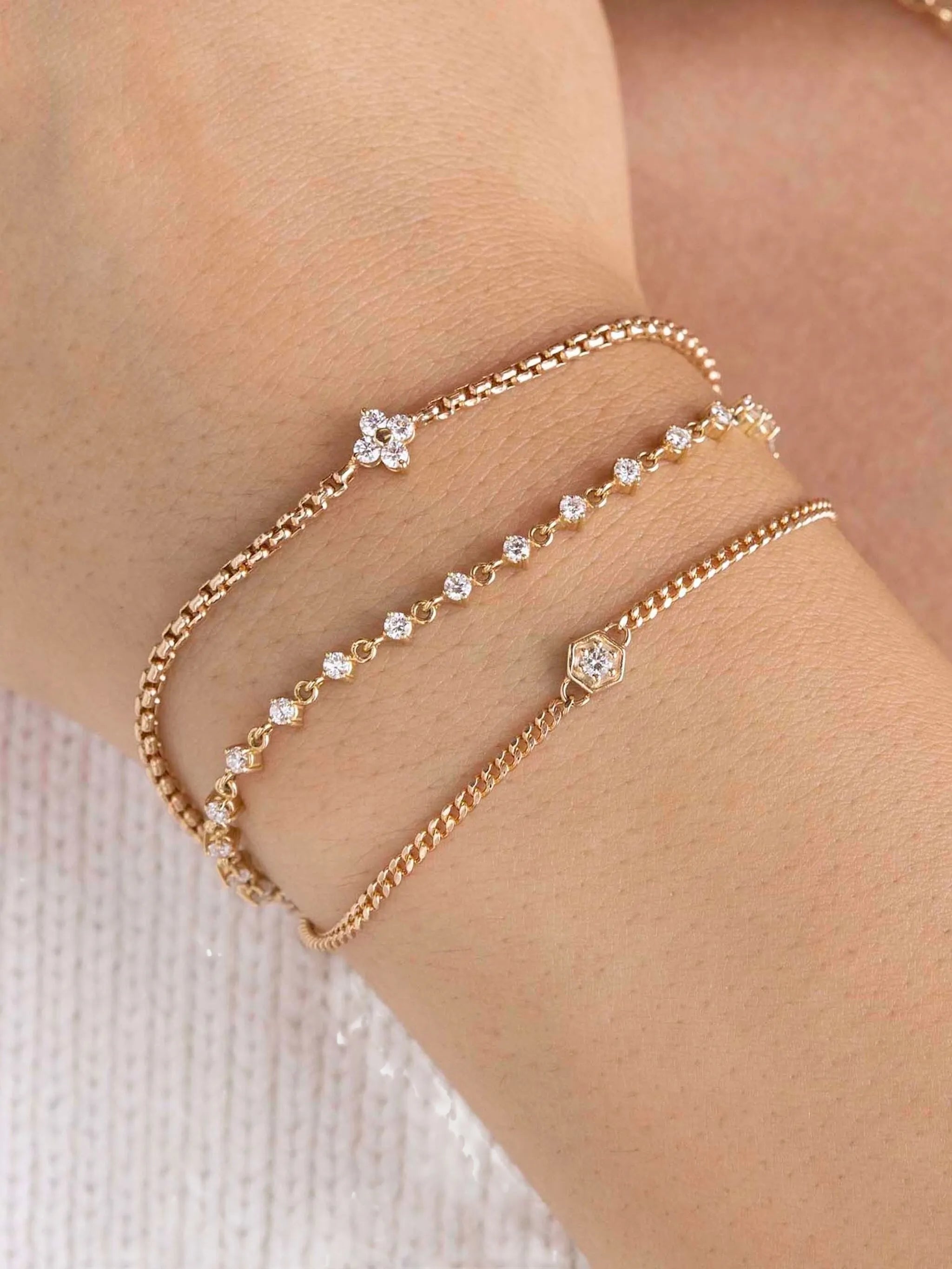 14K yellow gold Quad diamond bracelet