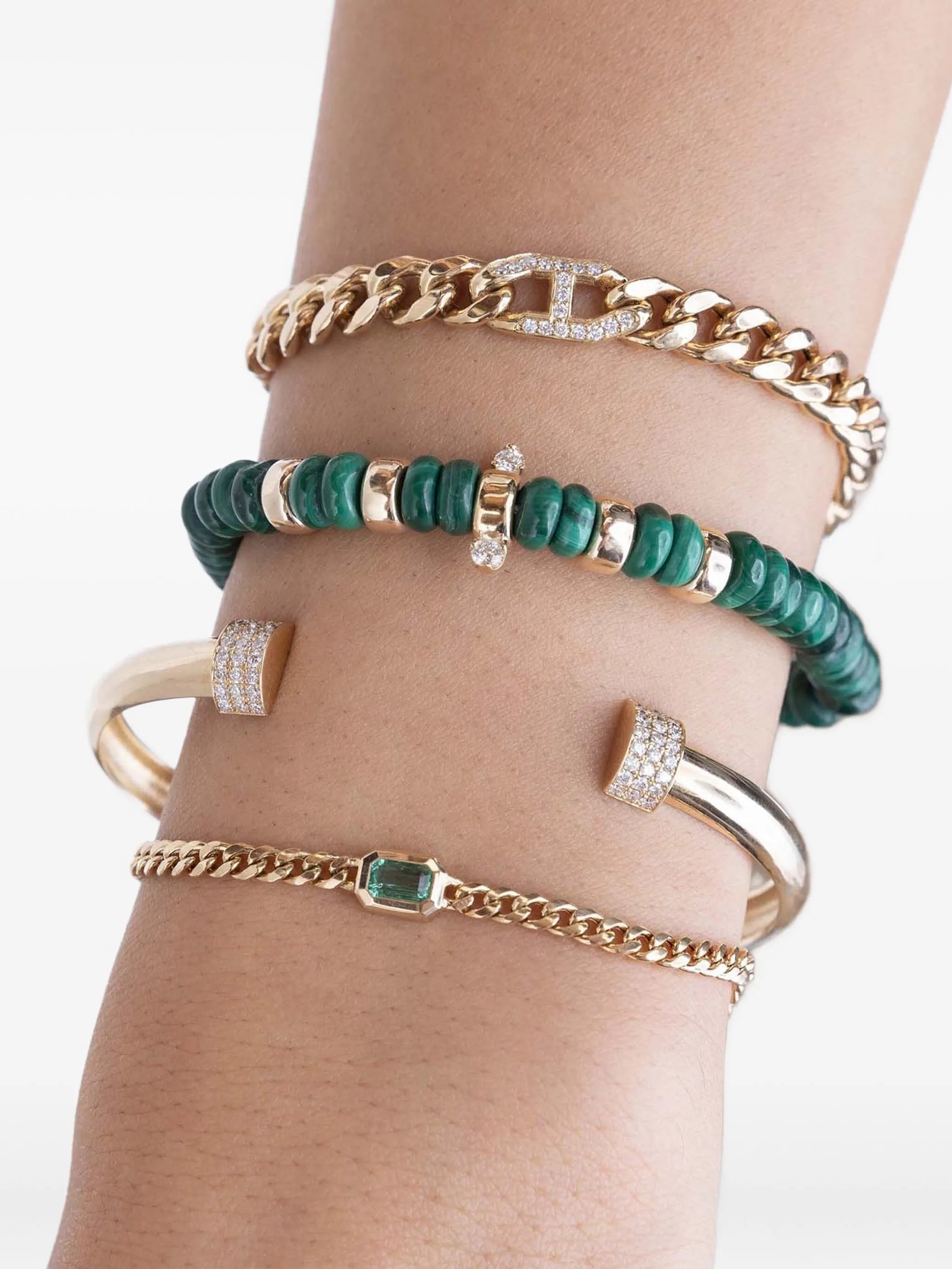 14K yellow gold emerald bracelet