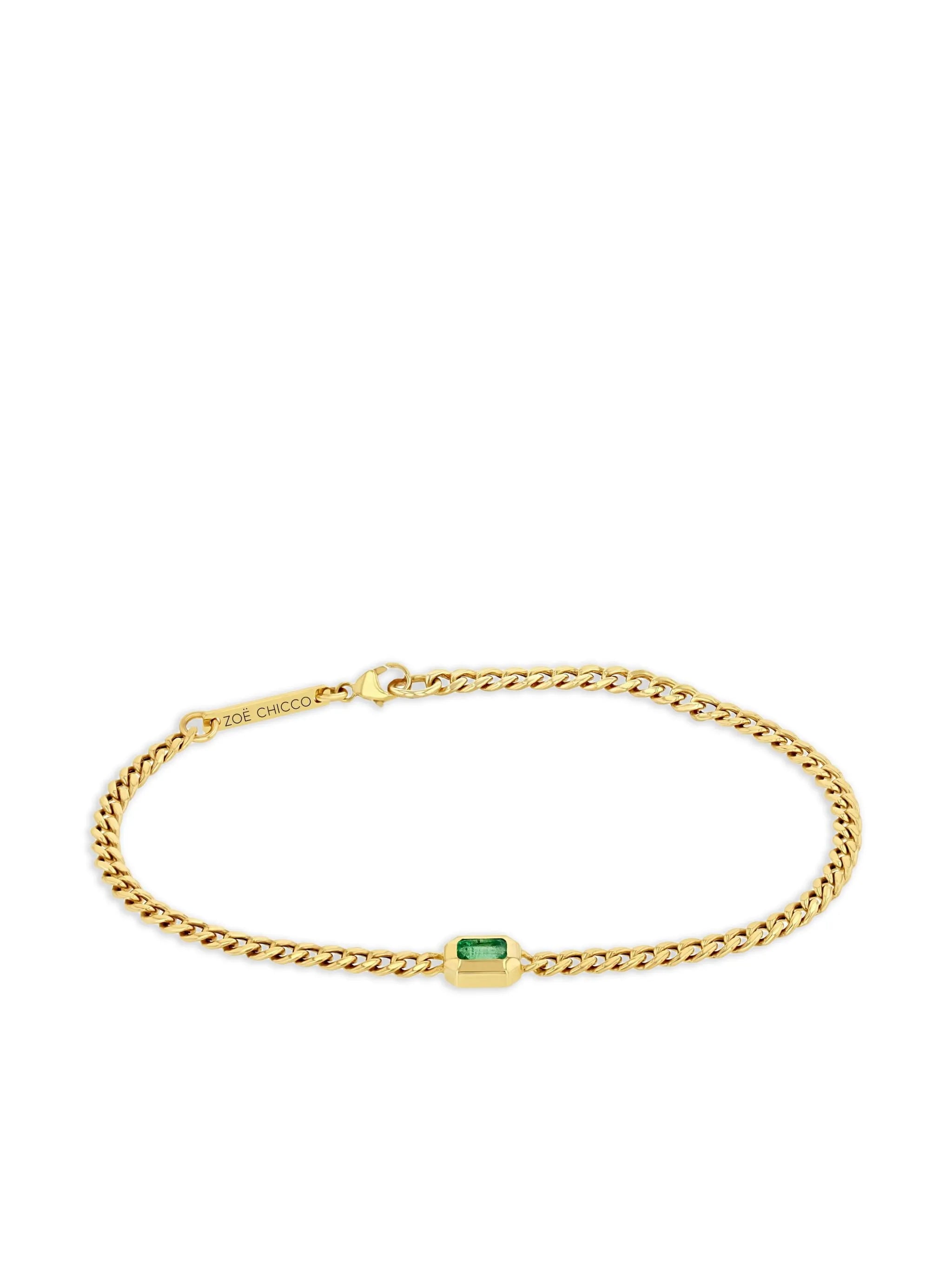 14K yellow gold emerald bracelet