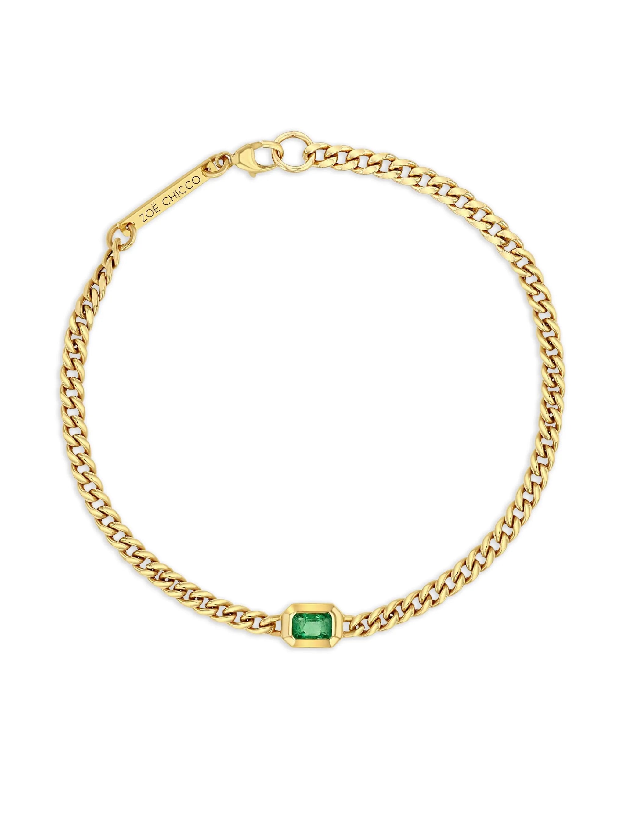 14K yellow gold emerald bracelet