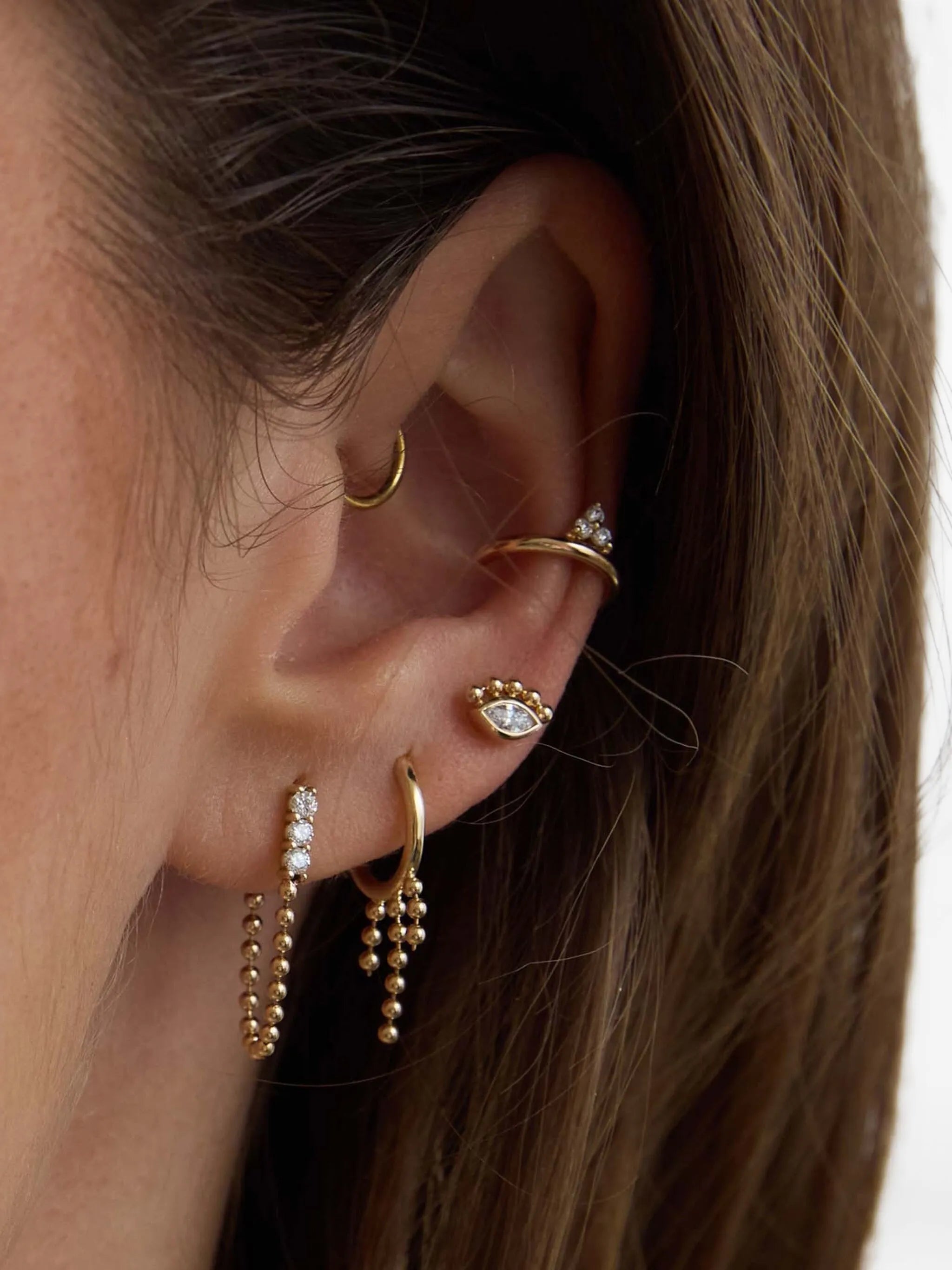 14K yellow gold ball-chain earrings