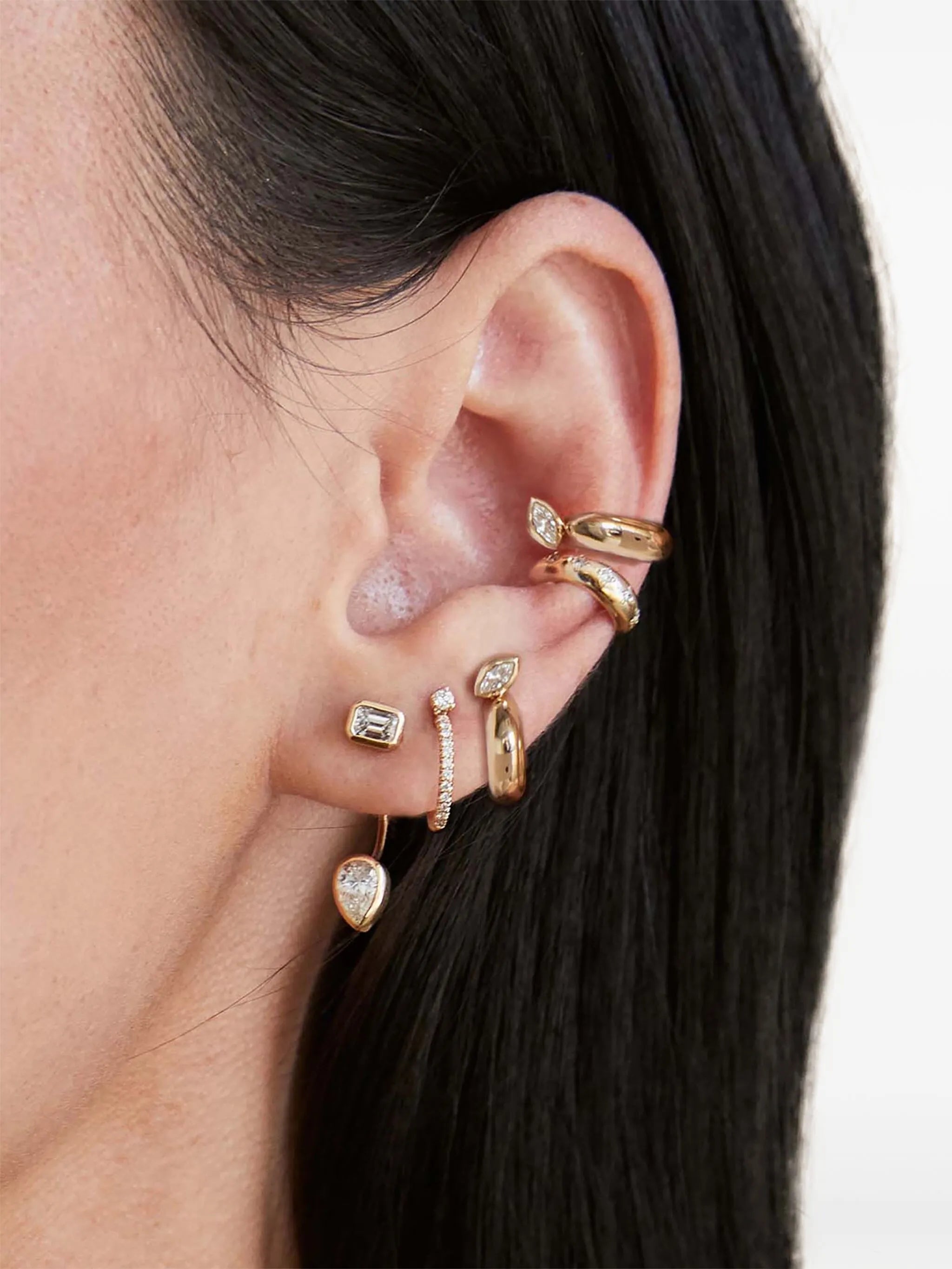 14K yellow gold diamond ear cuff