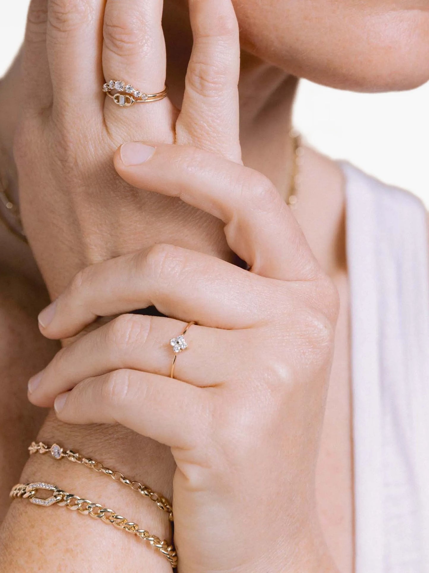 14K yellow gold Quad diamond ring