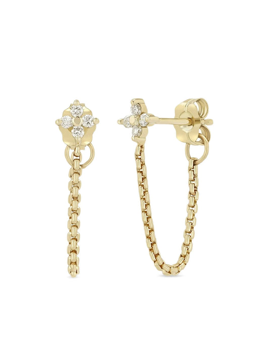 14K Gold Diamond Quad Chain Earrings