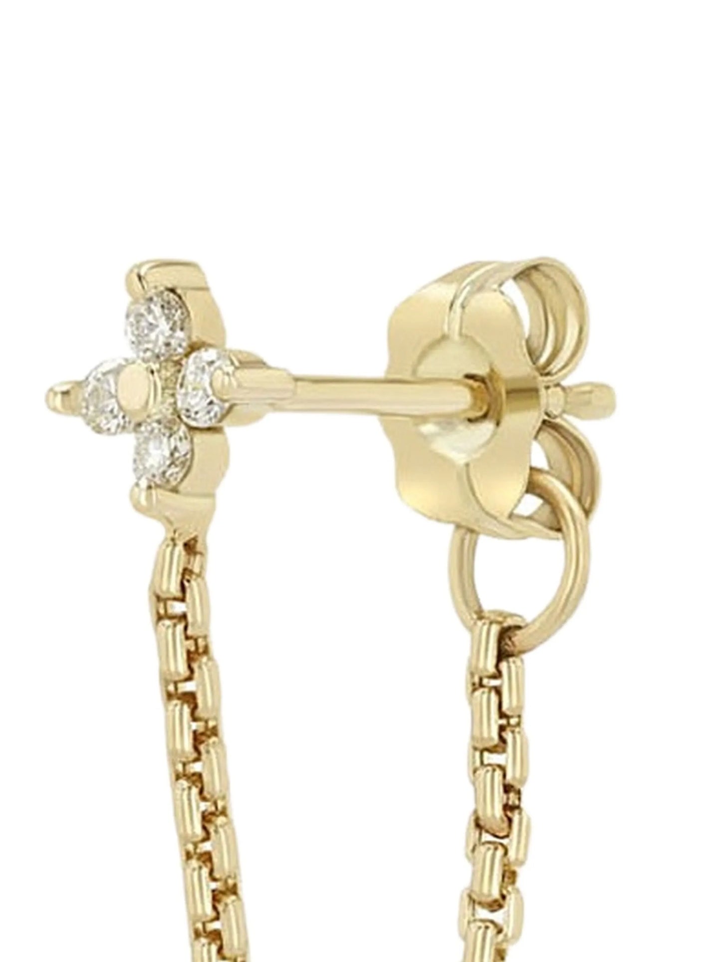14CT Gold Diamond Quad Chain Earrings