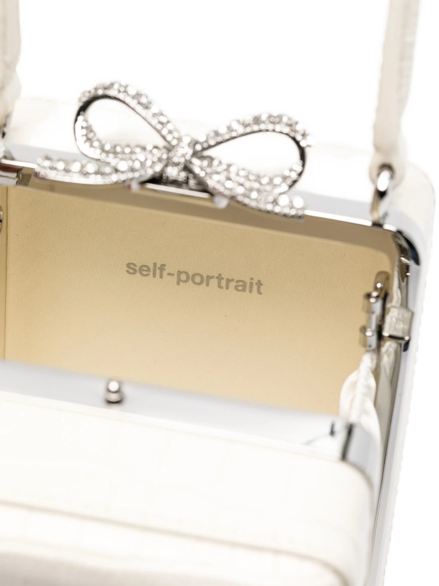 micro crocodille-effect leather tote bag