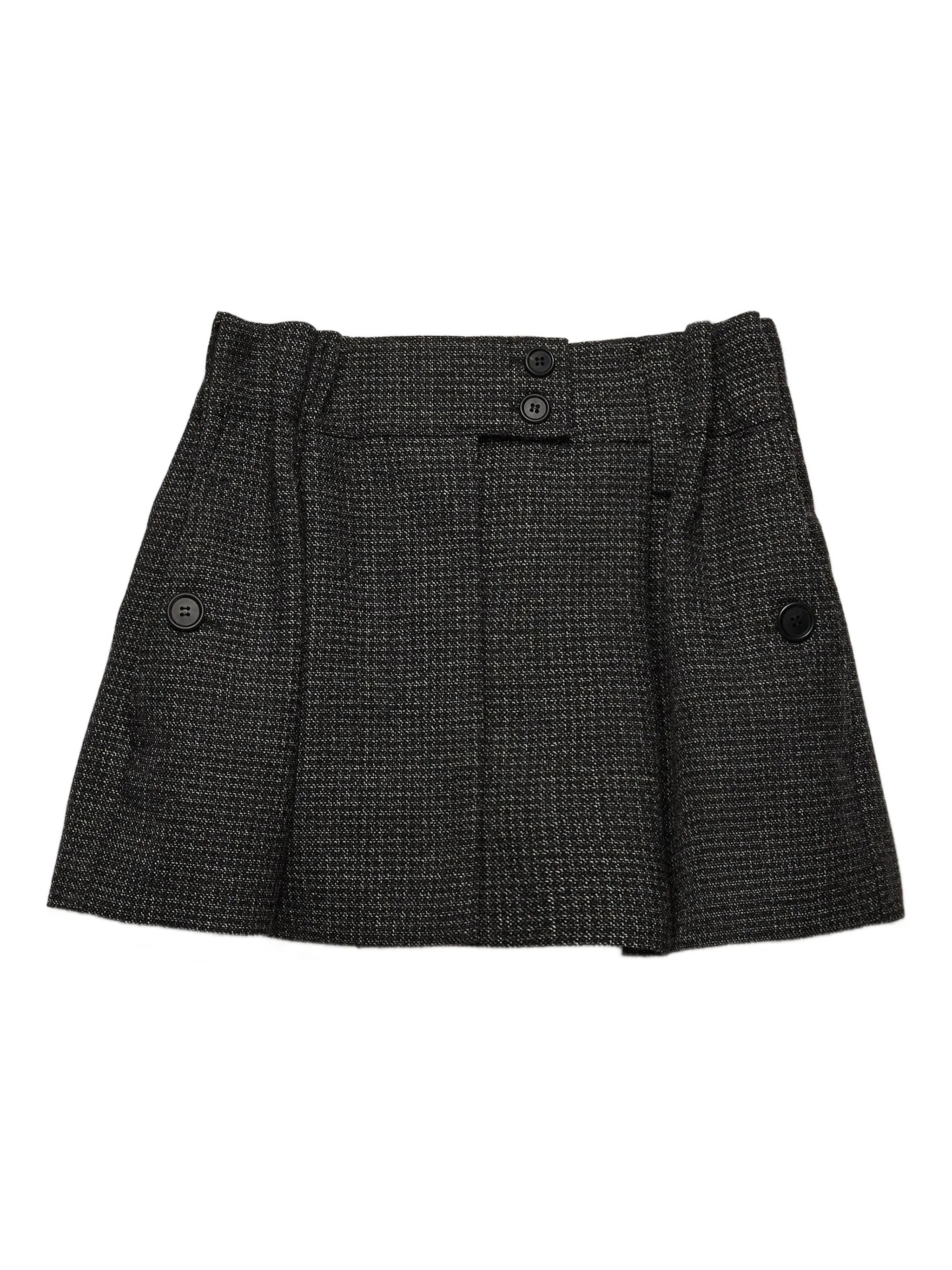 check-pattern wool mini skirt