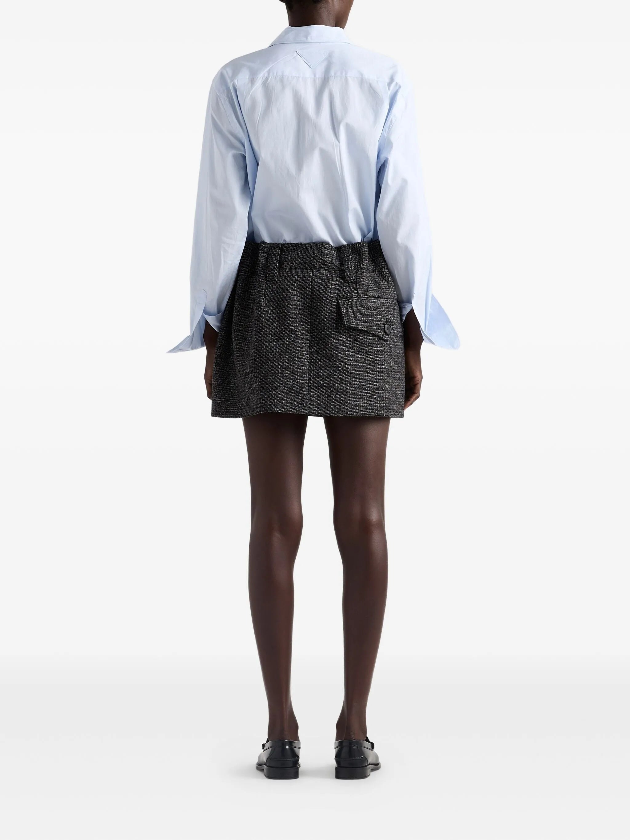 check-pattern wool mini skirt