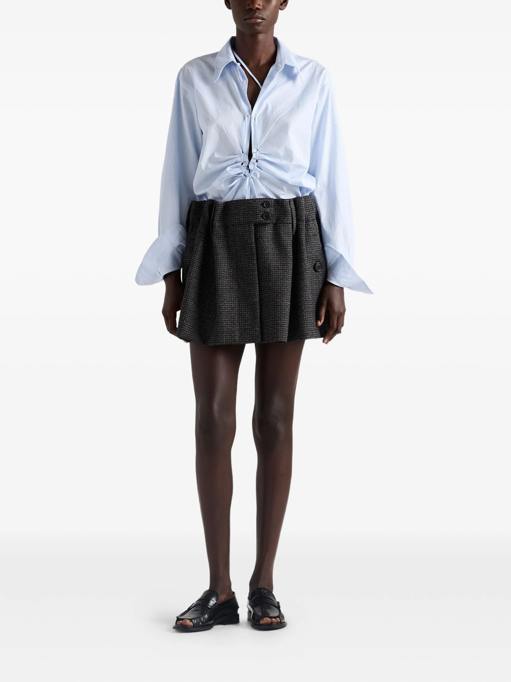 check-pattern wool mini skirt