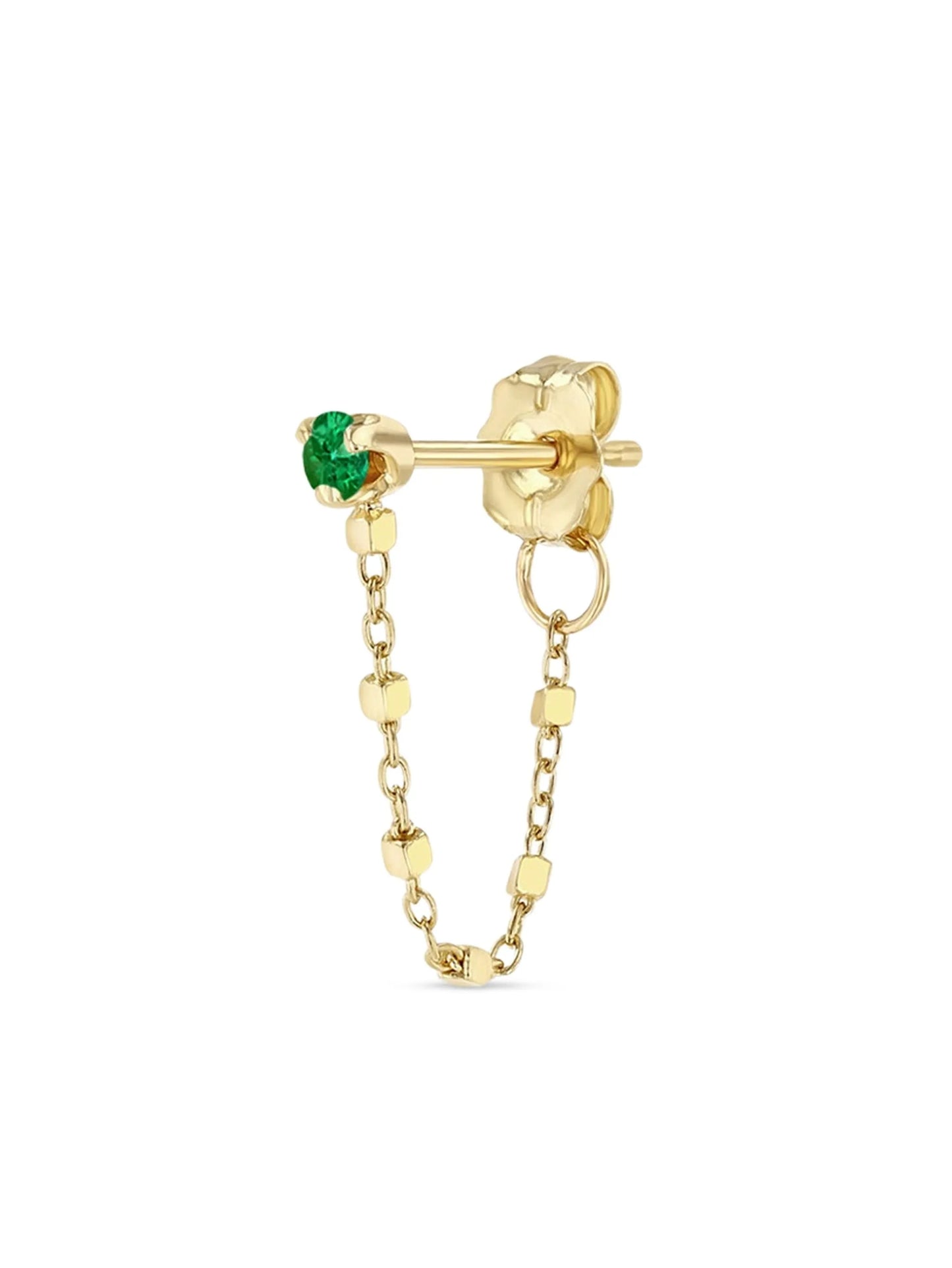 14CT yellow gold emerald chain earrings