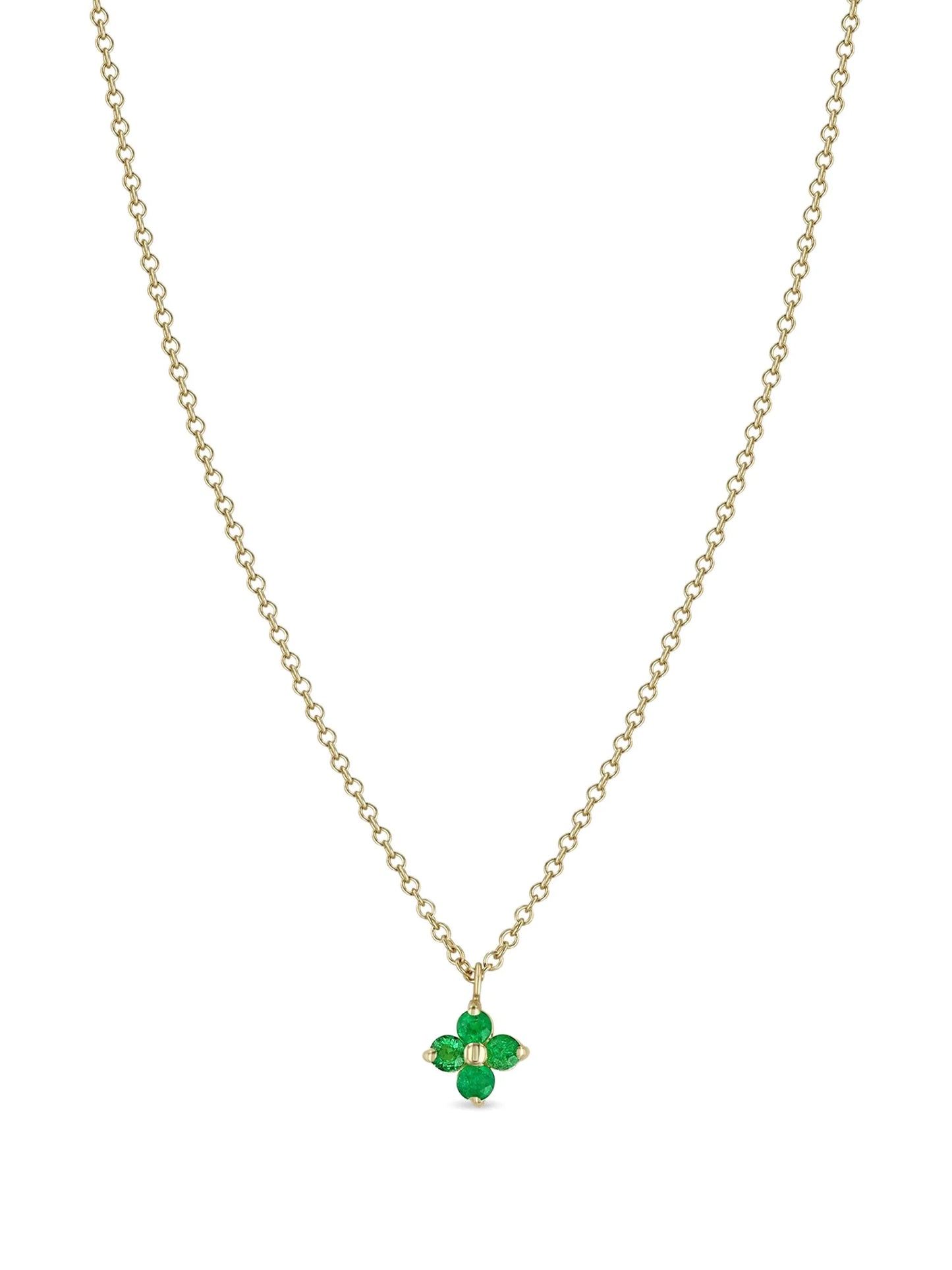 14K yellow gold Quad emerald necklace