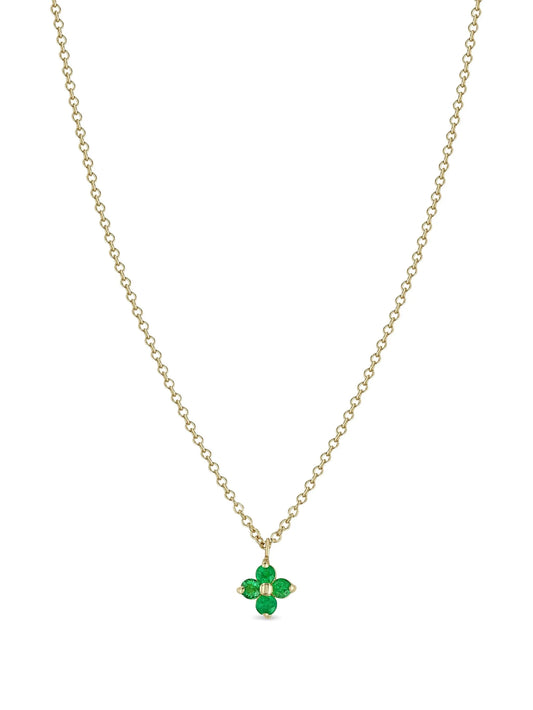14K yellow gold Quad emerald necklace