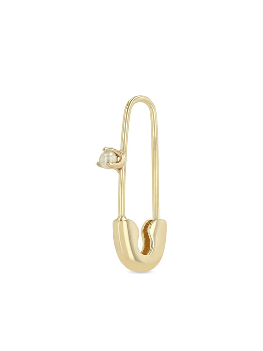 14K yellow gold Safety Pin pearl earring