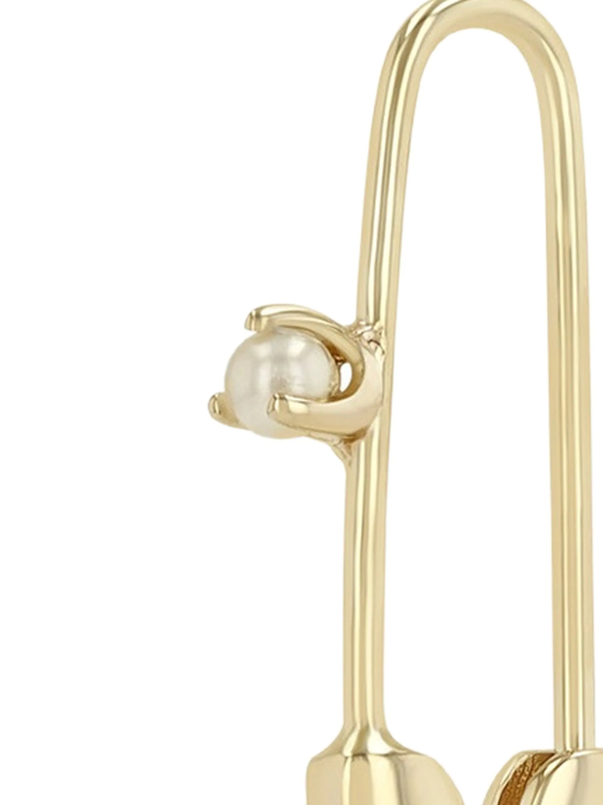 14K yellow gold Safety Pin pearl earring