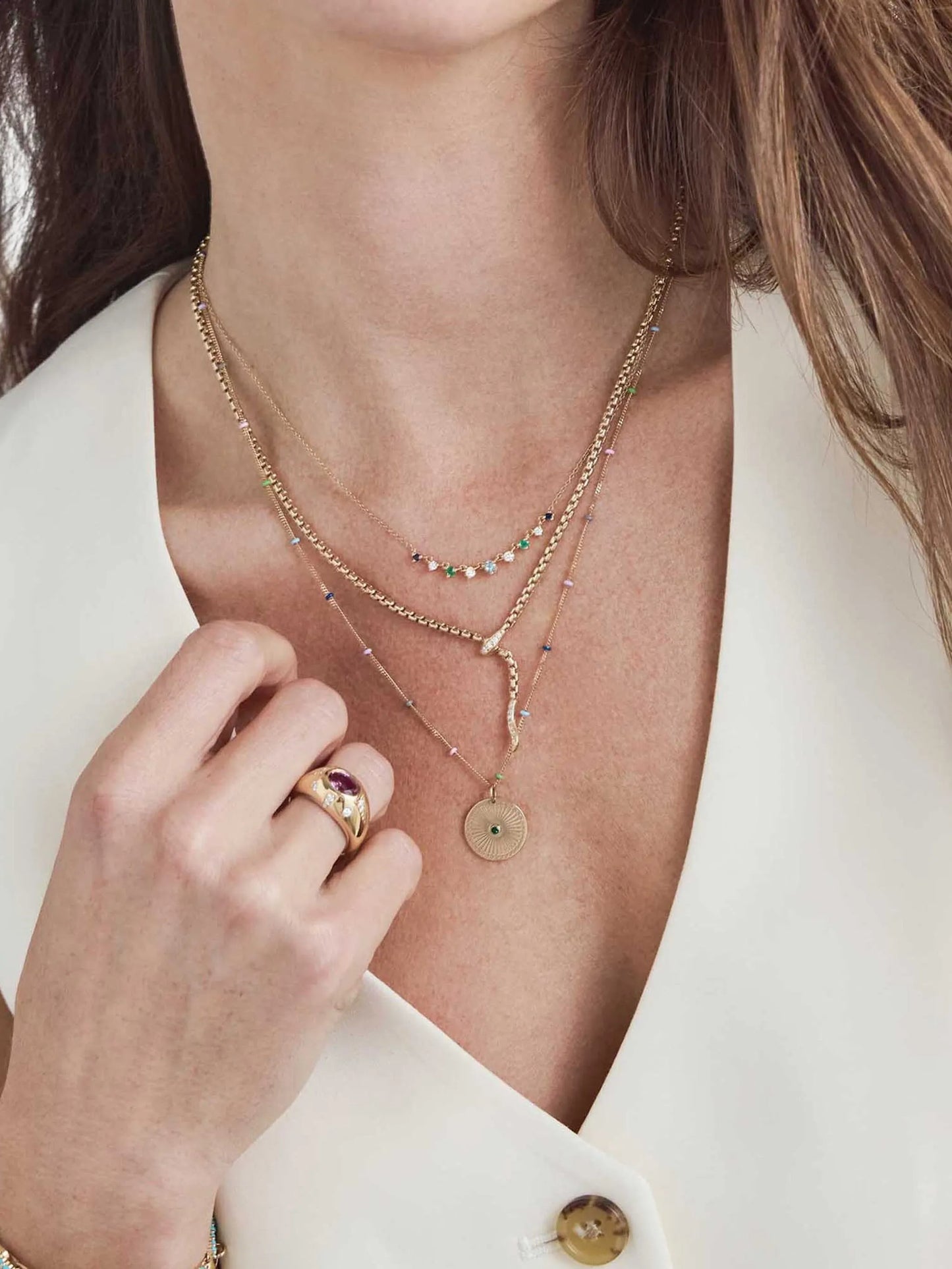 14K yellow gold medium box-chain diamond necklace