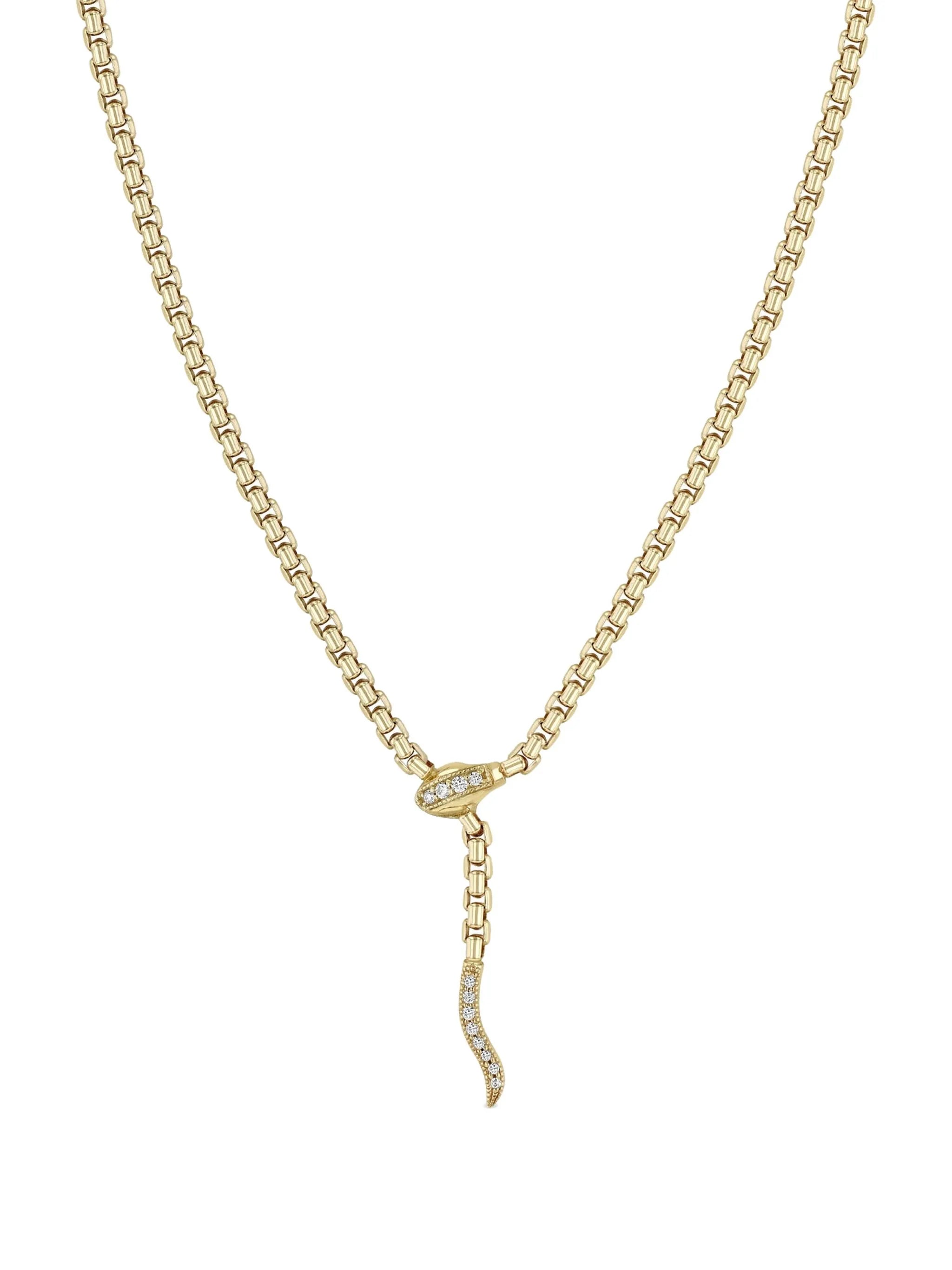 14K yellow gold medium box-chain diamond necklace