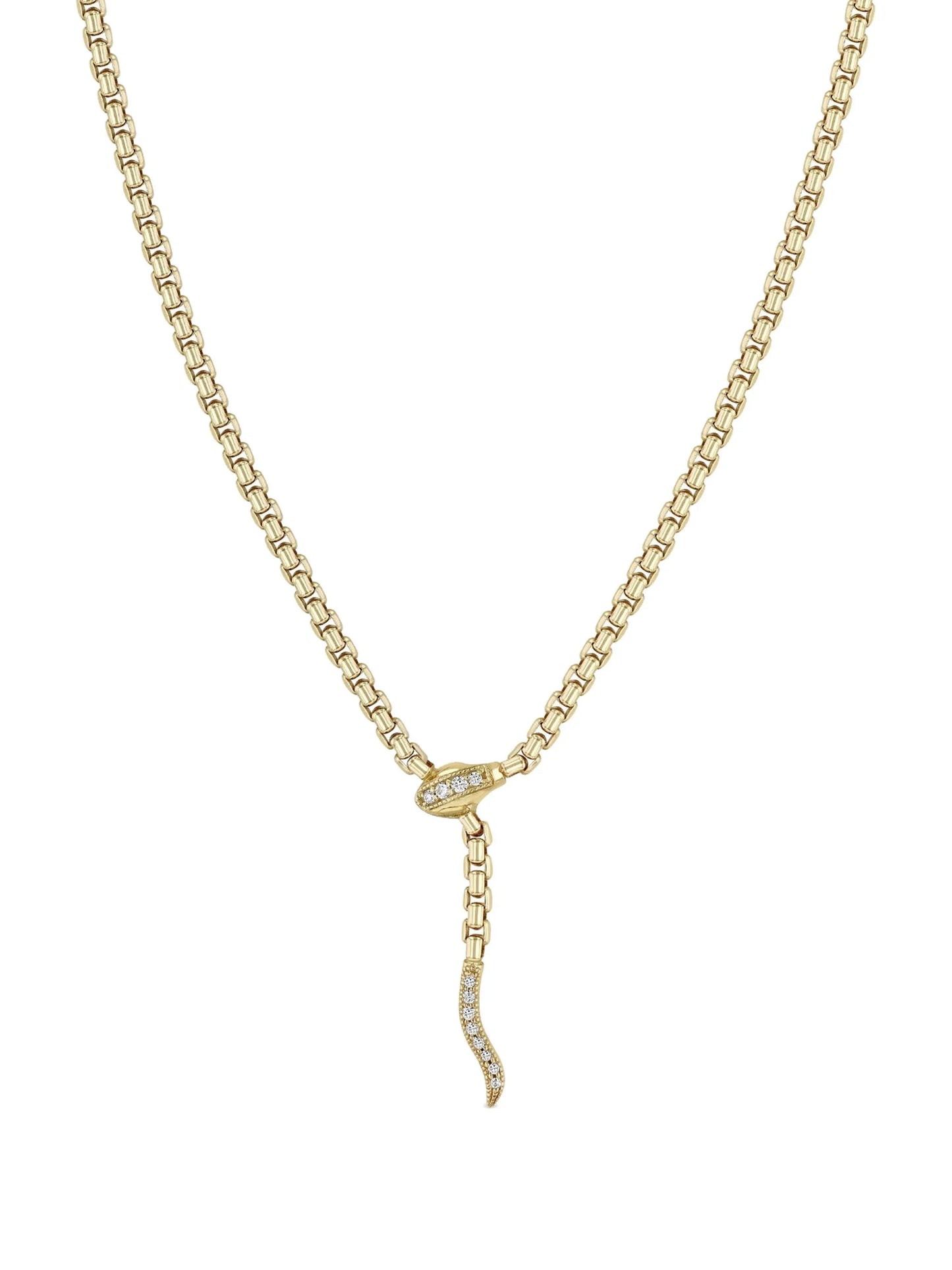 14K yellow gold medium box-chain diamond necklace