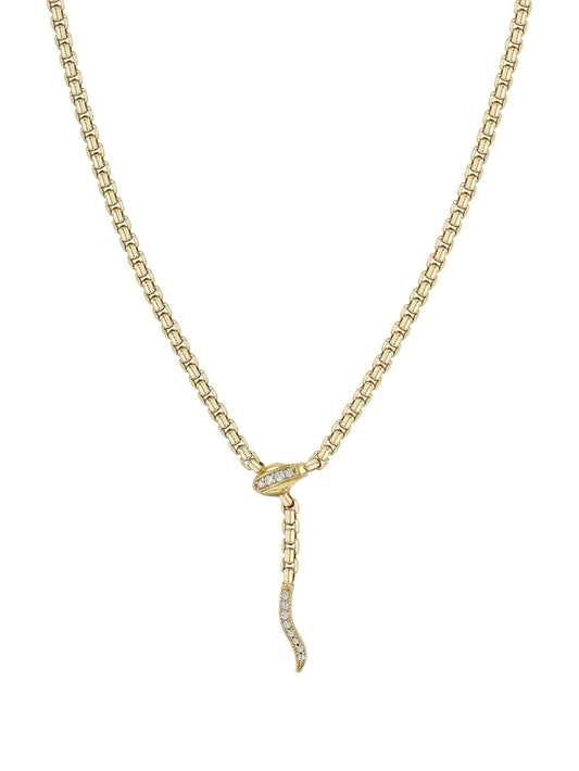 14K yellow gold medium box-chain diamond necklace