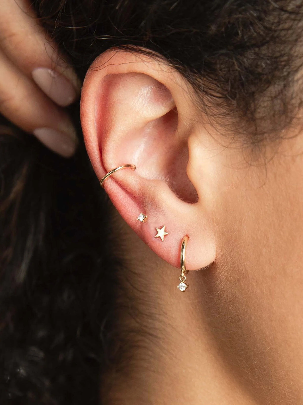 14CT yellow gold Wire ear cuff