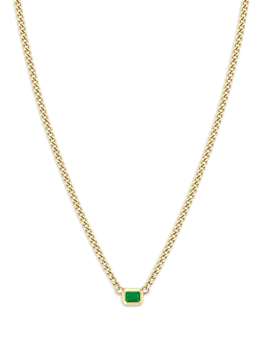 14K yellow gold emerald necklace