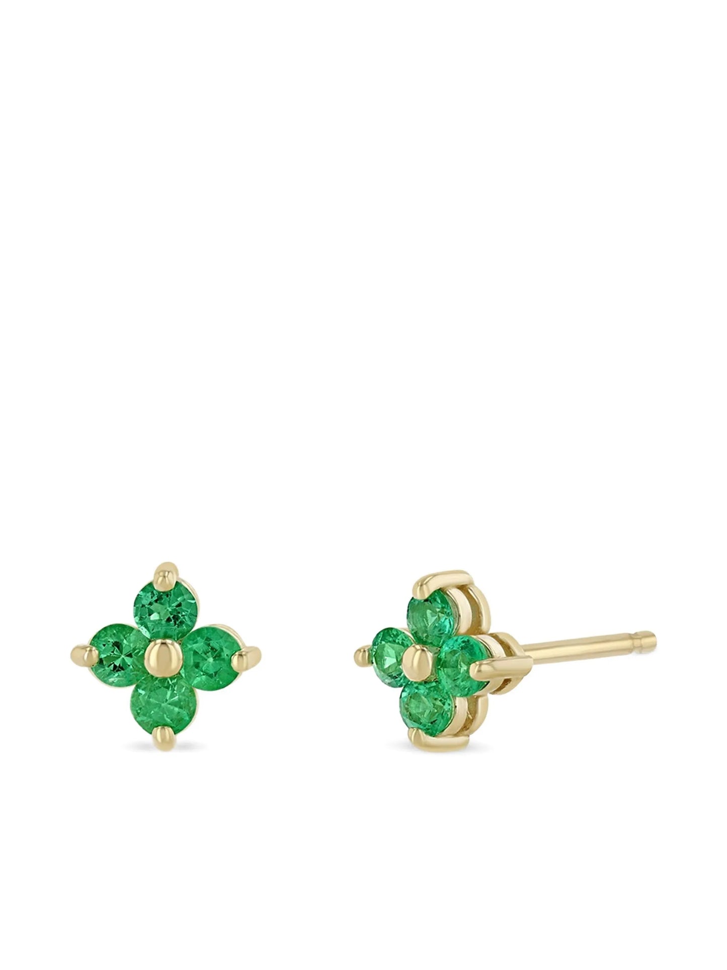 14K yellow gold Quad emerald earrings