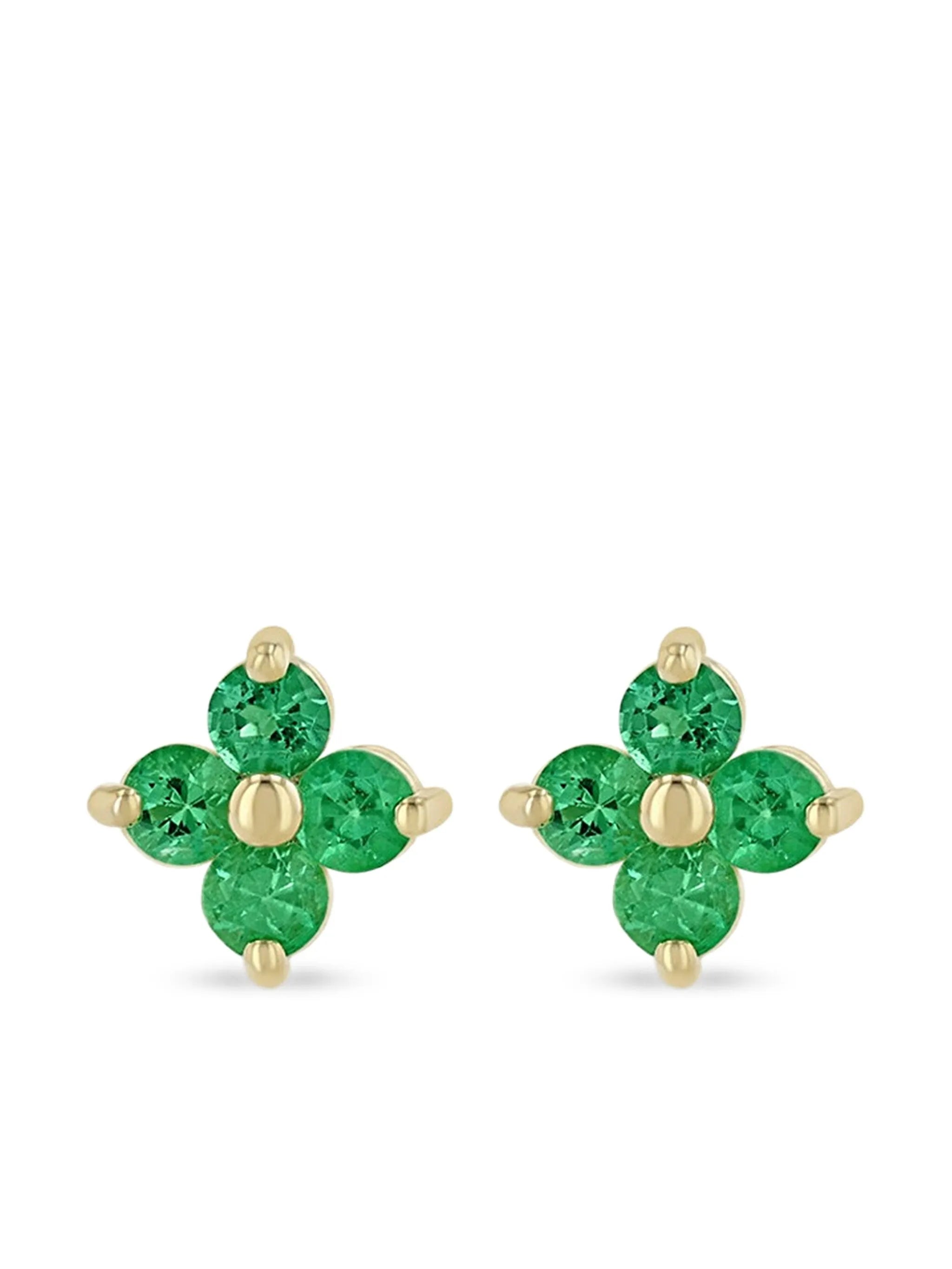 14K yellow gold Quad emerald earrings